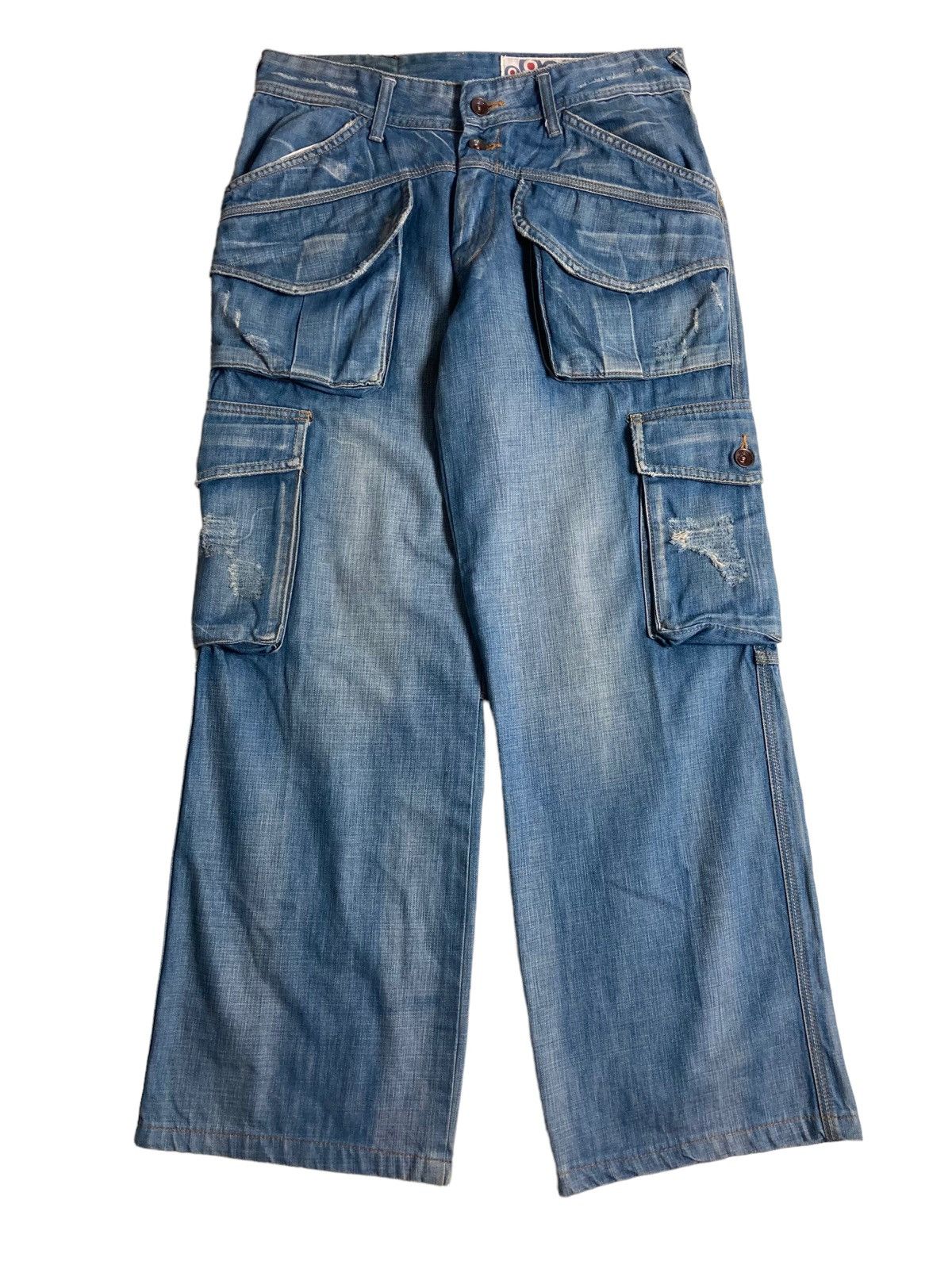 PPFM A.N.B - Cargo Washed Baggy Jeans Multi Pocket Japanese Brand Size US 33 - 1 Thumbnail