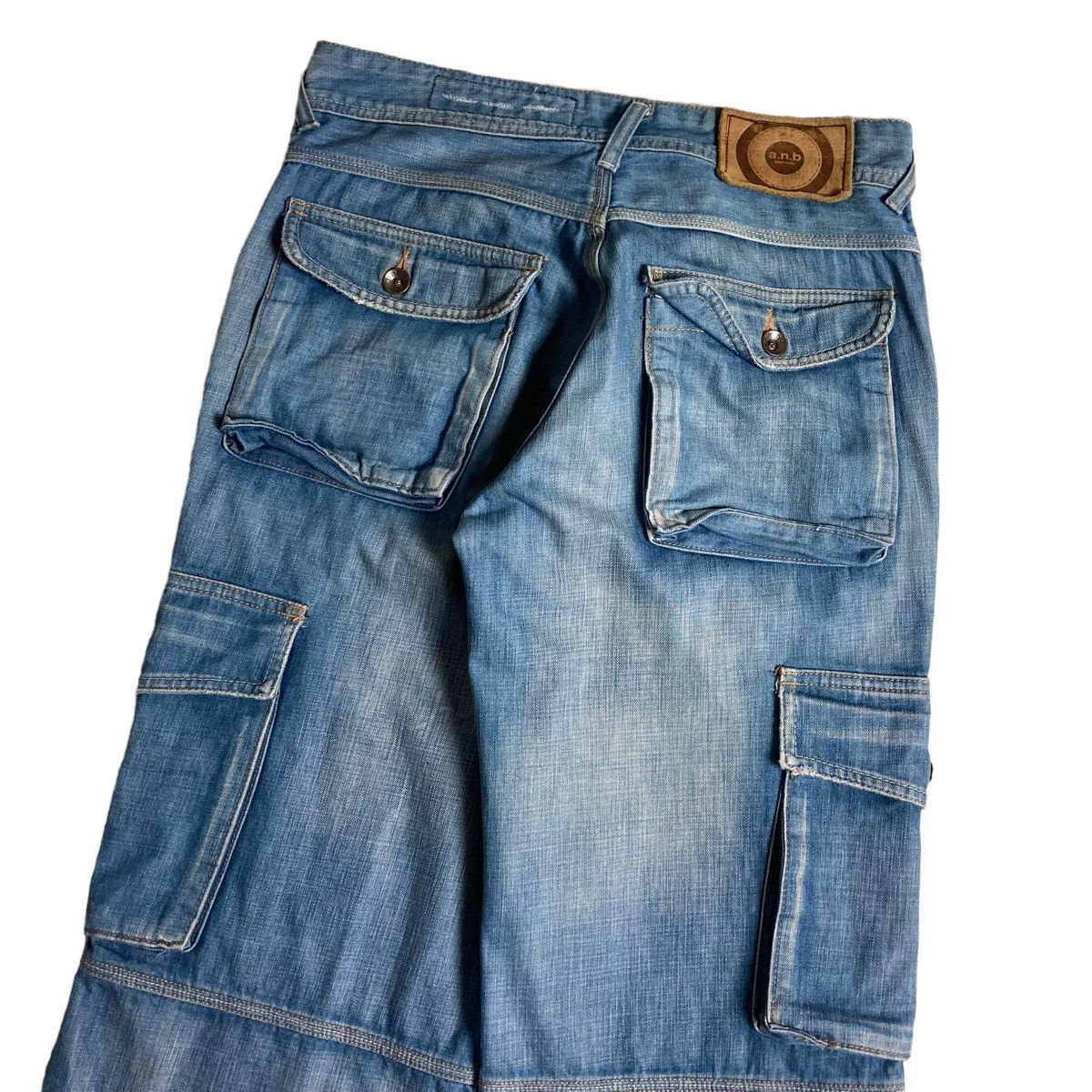 PPFM A.N.B - Cargo Washed Baggy Jeans Multi Pocket Japanese Brand Size US 33 - 4 Thumbnail