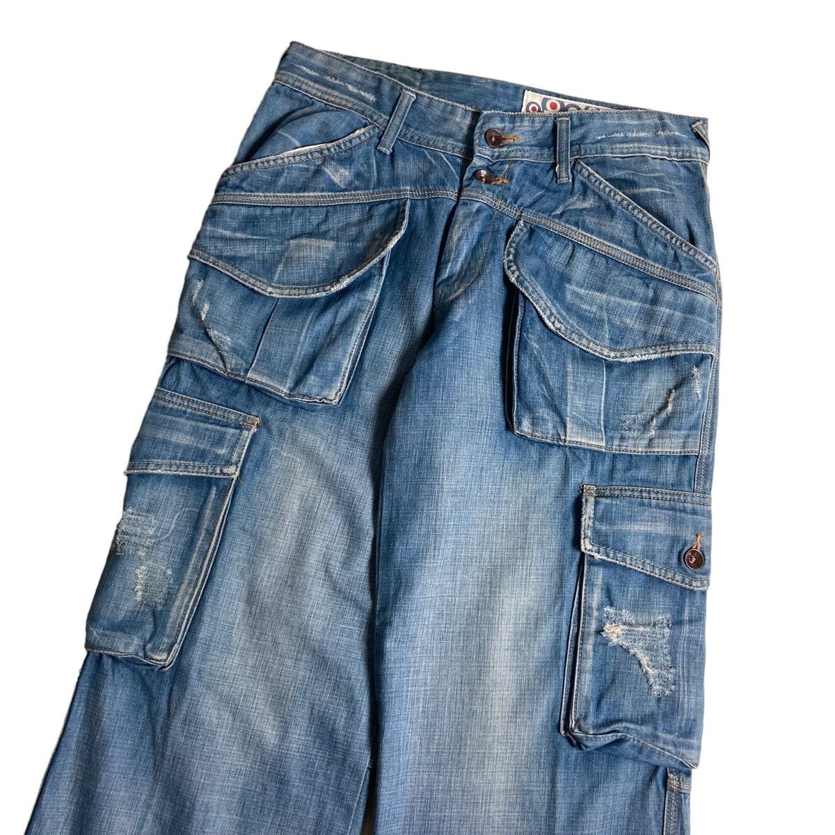 PPFM A.N.B - Cargo Washed Baggy Jeans Multi Pocket Japanese Brand Size US 33 - 3 Thumbnail