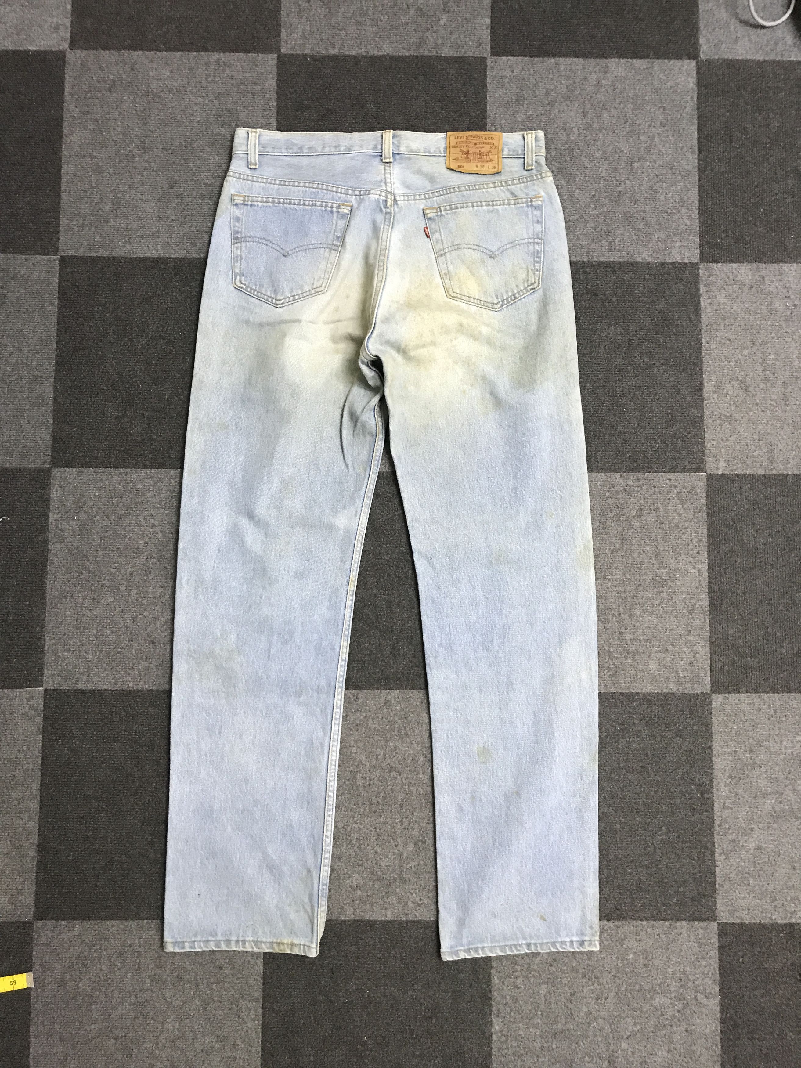 Levi's VL192- Vintage Levis 501 Stained Dirty Light Wash Jeans Size US 33 - 9 Thumbnail