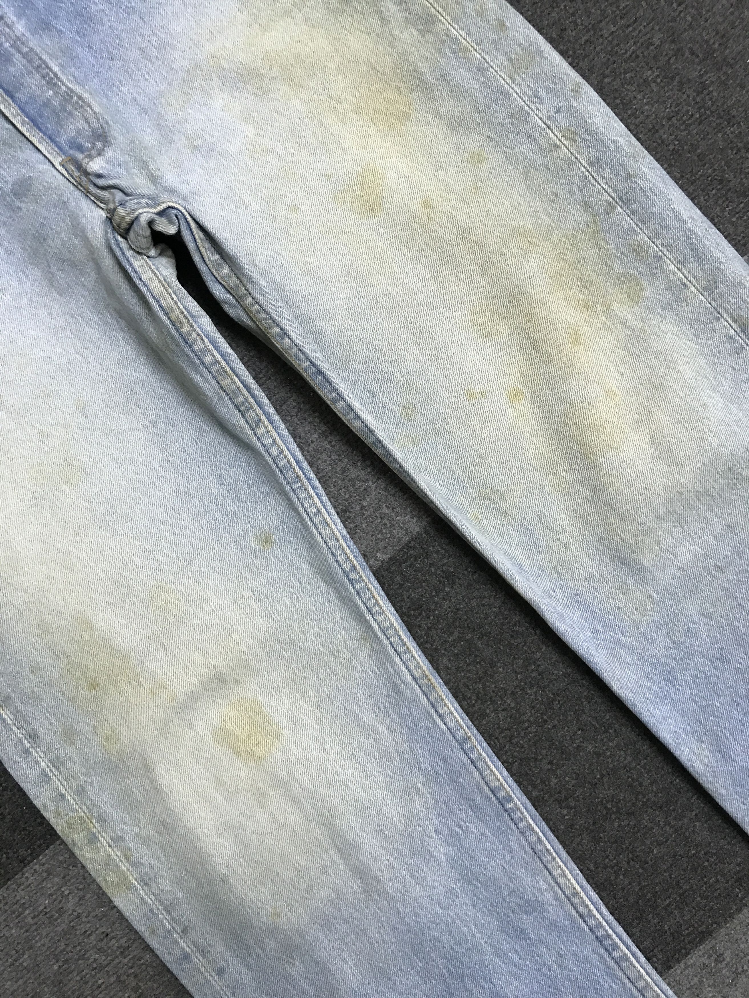 Levi's VL192- Vintage Levis 501 Stained Dirty Light Wash Jeans Size US 33 - 3 Thumbnail