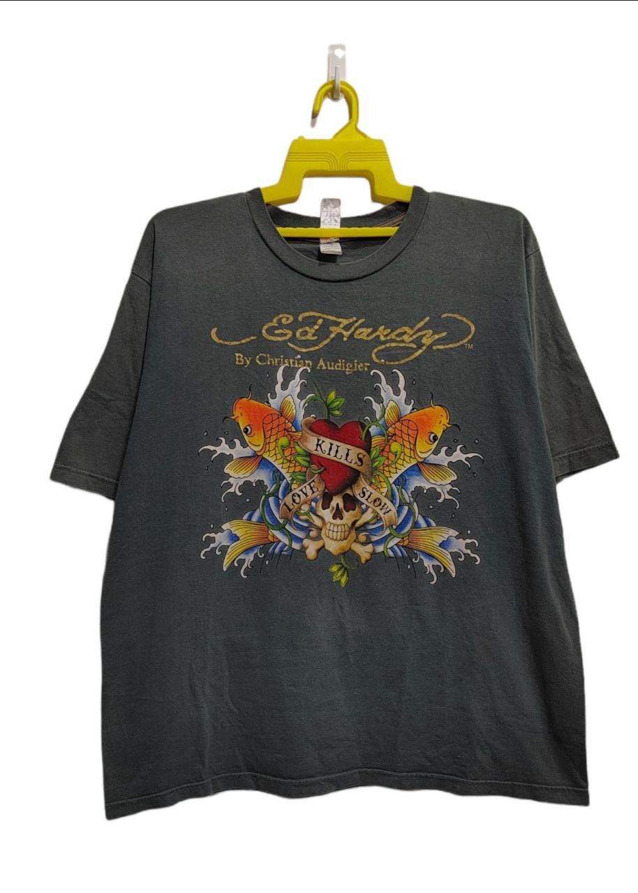 Christian Audigier × Ed Hardy Ed hardy Christian Audigier Red Vintage Skull Tatoo Size US XXL / EU 58 / 5 - 2 Thumbnail