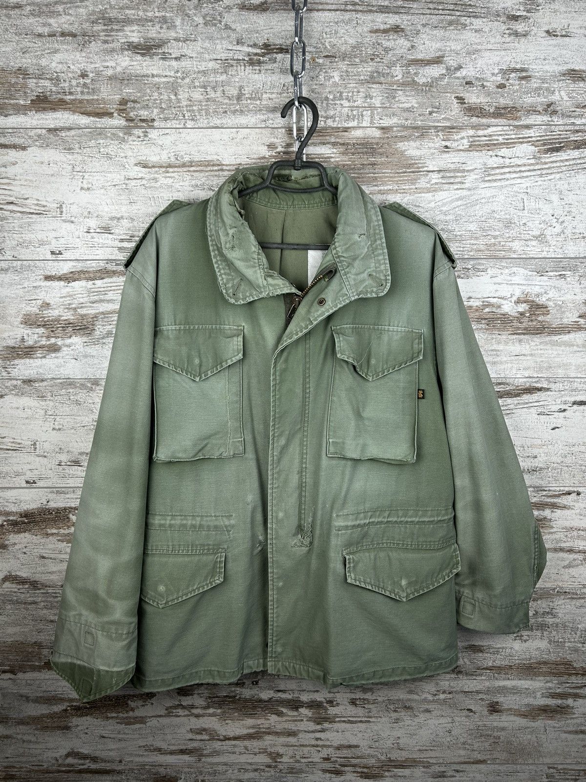 image of Vintage Alpha Industries Jacket M65 Jacket Zipper Field in Olive, Men's (Size Medium)