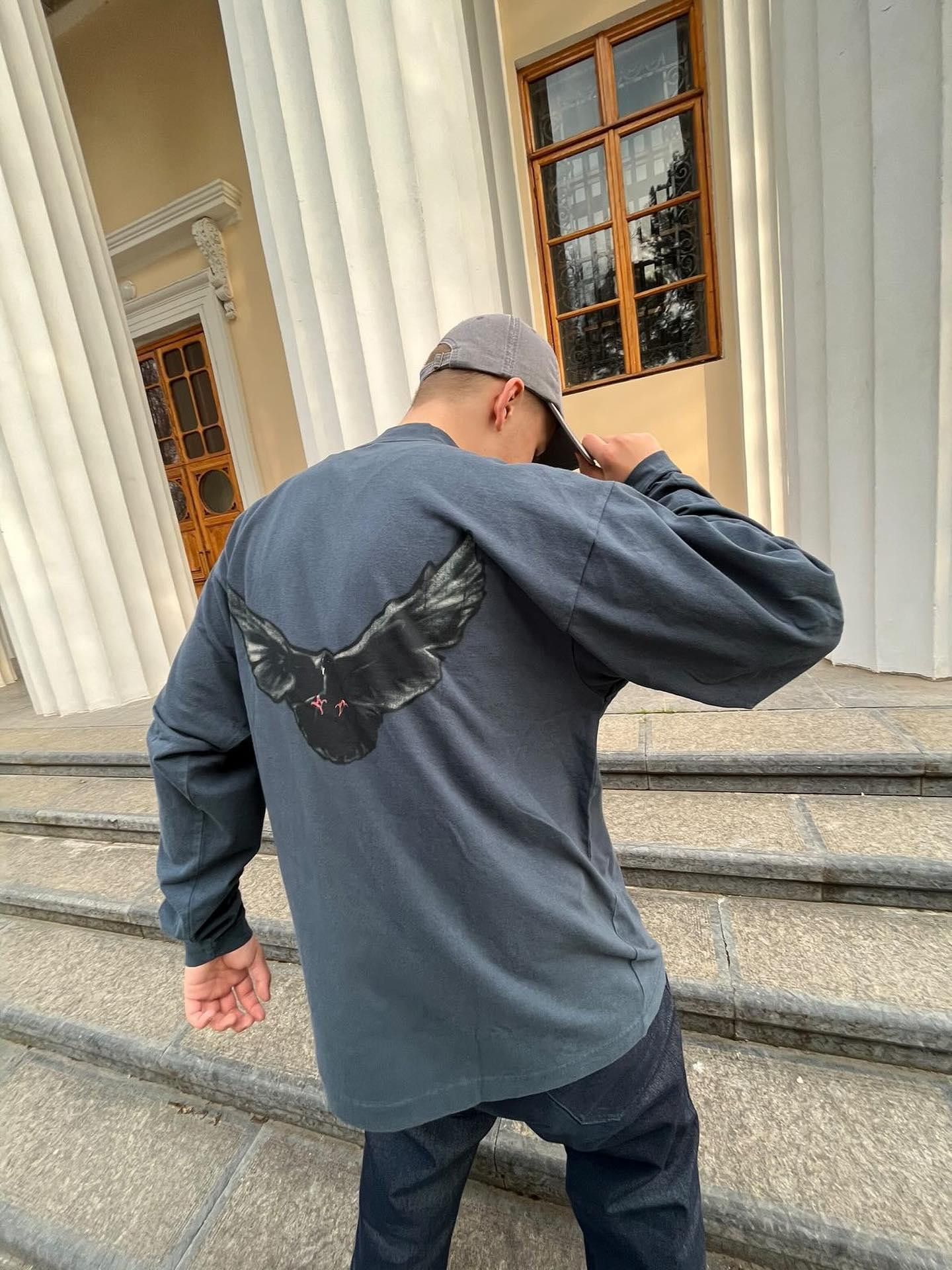 トップス YZY GAP DOVE SLEEVE TEE / DARK BLUE Yeezy Gap Engineered by Balenciaga Dove 3/4 Sleeve Tee