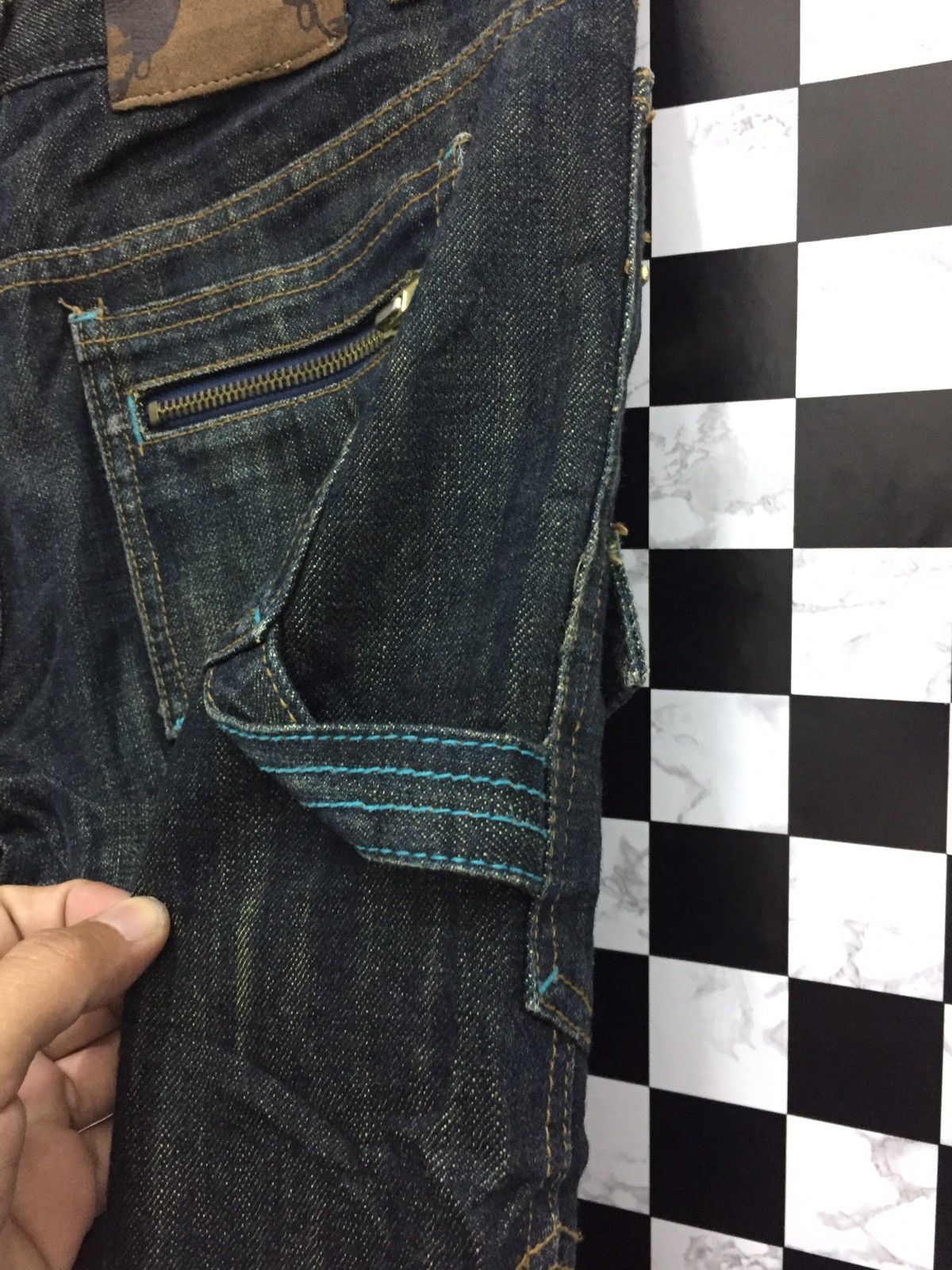 Japanese Brand LB-03 Love Power Soul Denim with Rope Leg Adjuster Pants Size US 31 - 8 Thumbnail