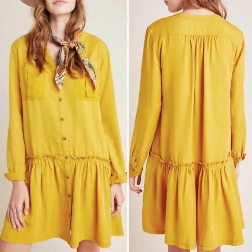 Anthropologie MAEVE for ANTHROPOLOGIE mustard contemporary dress size 10 Size L / US 10 / IT 46 - 2 Thumbnail