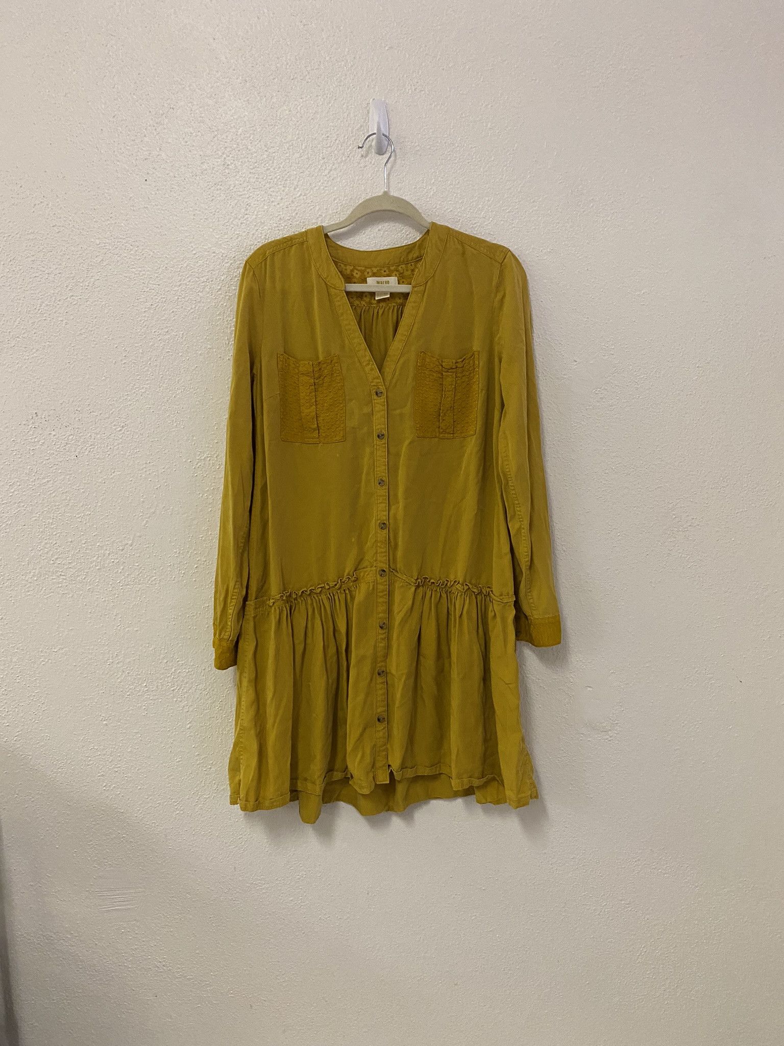Anthropologie MAEVE for ANTHROPOLOGIE mustard contemporary dress size 10 Size L / US 10 / IT 46 - 3 Thumbnail