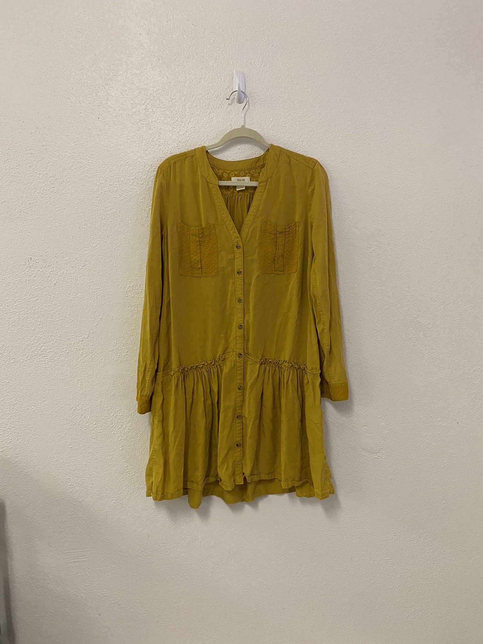 Anthropologie MAEVE for ANTHROPOLOGIE mustard contemporary dress size 10 Size L / US 10 / IT 46 - 4 Thumbnail