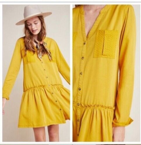 Anthropologie MAEVE for ANTHROPOLOGIE mustard contemporary dress size 10 Size L / US 10 / IT 46 - 1 Thumbnail