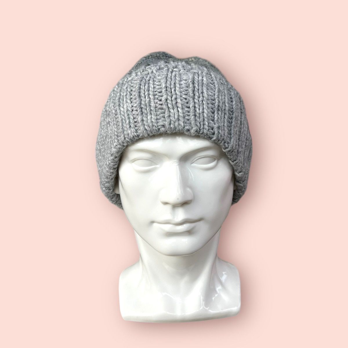 VINTAGE 2 TONES WOOL BLEND CUFFED KNITTED BEANIE