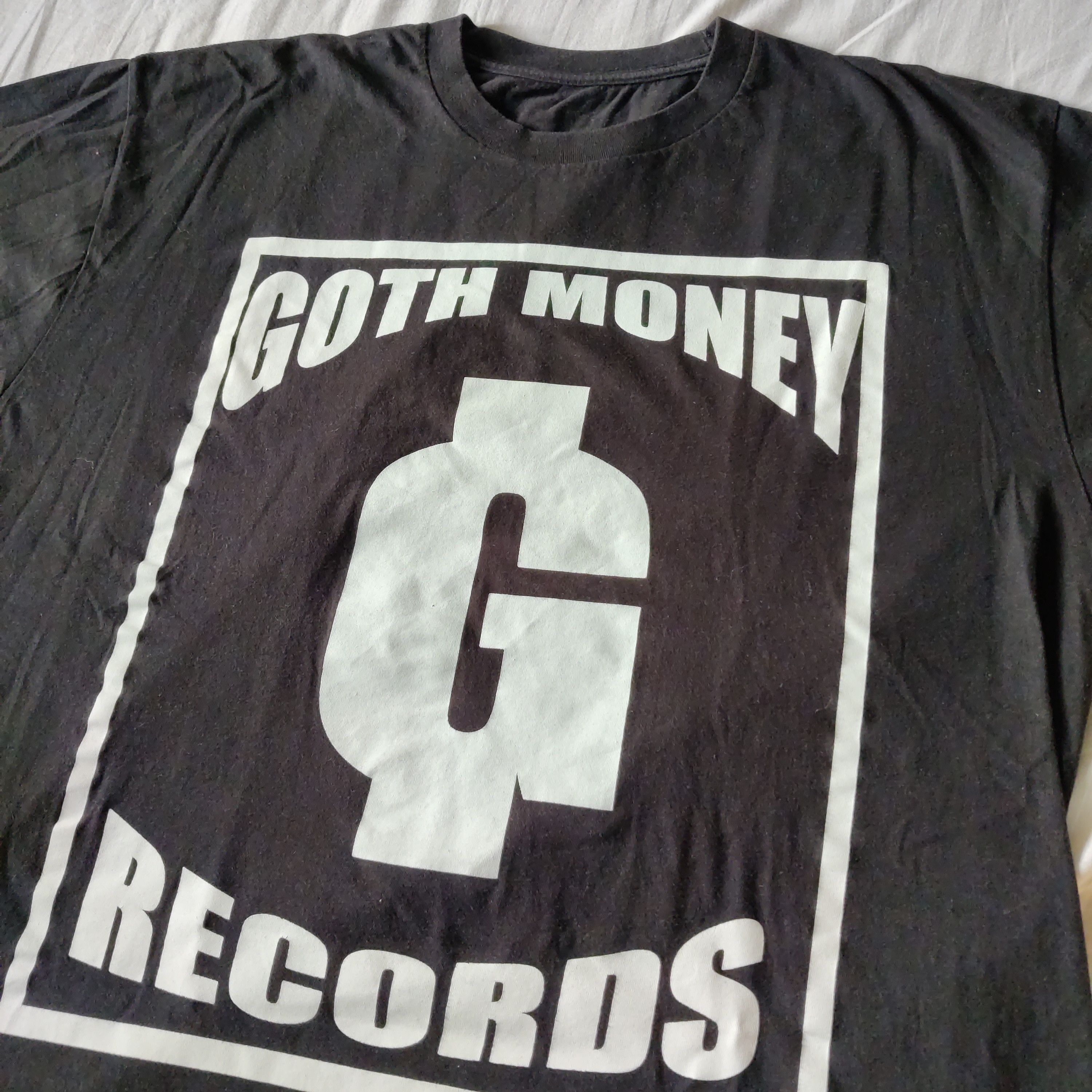 image of Drain Gang x Fuck The Population Goth Money Records OG Logo Tee in Black, Men's (Size Large)
