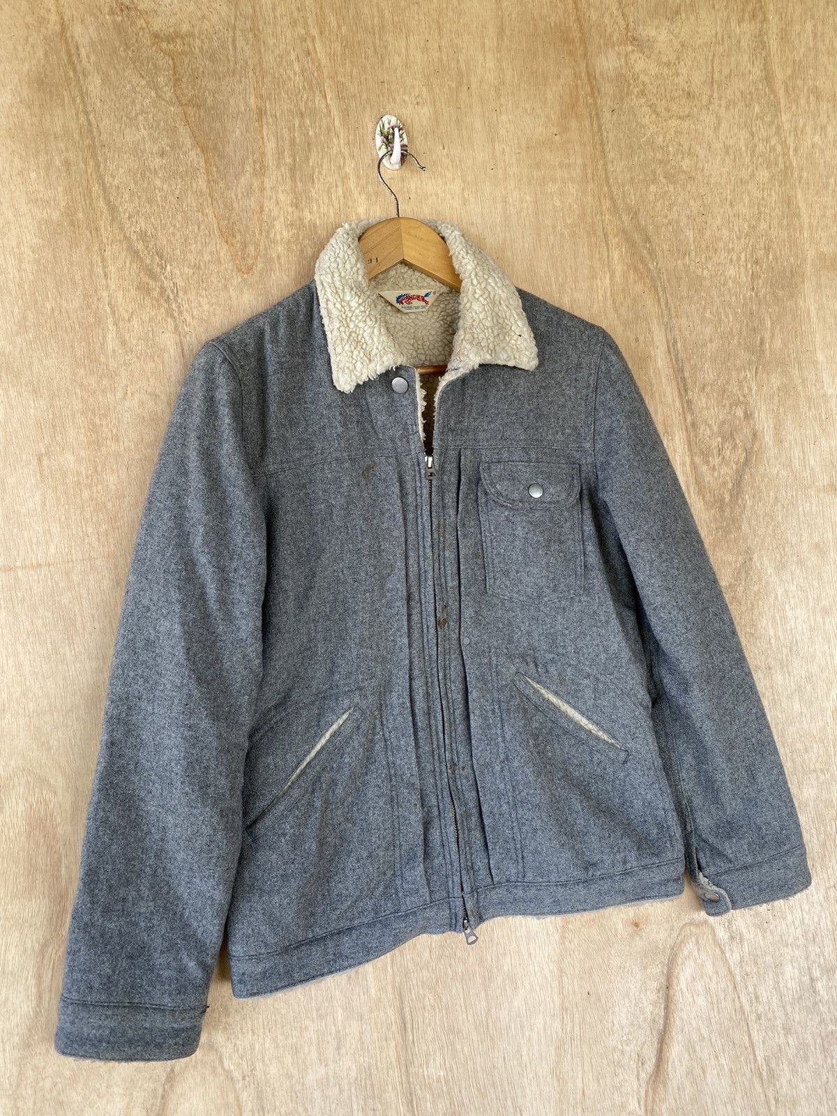 Vintage Vintage Wrangler Sherpa-Lined Work Jacket - Gray Wool Blend Size US M / EU 48-50 / 2 - 3 Thumbnail