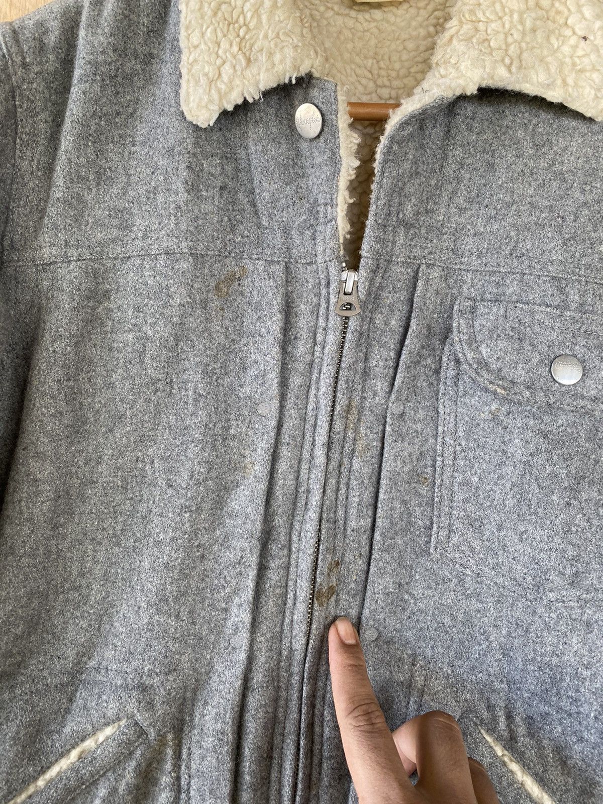 Vintage Vintage Wrangler Sherpa-Lined Work Jacket - Gray Wool Blend Size US M / EU 48-50 / 2 - 7 Thumbnail