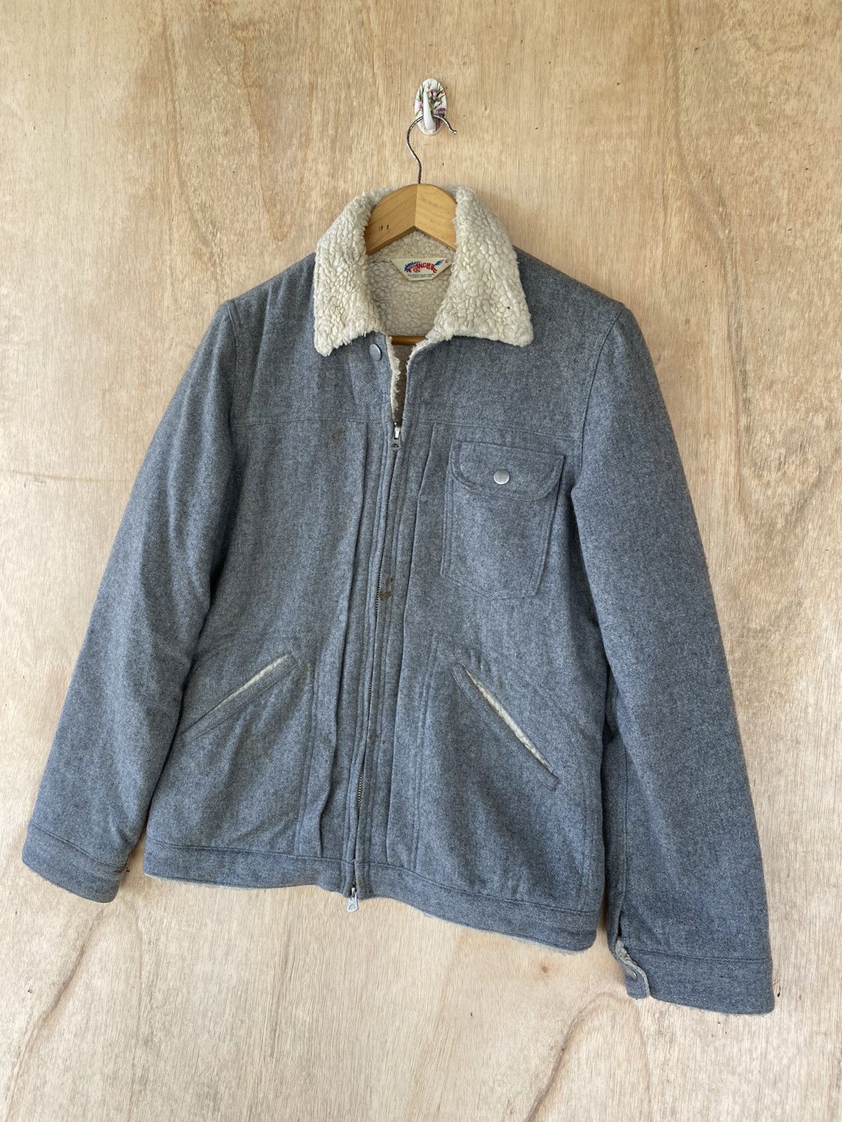 Vintage Vintage Wrangler Sherpa-Lined Work Jacket - Gray Wool Blend Size US M / EU 48-50 / 2 - 6 Thumbnail
