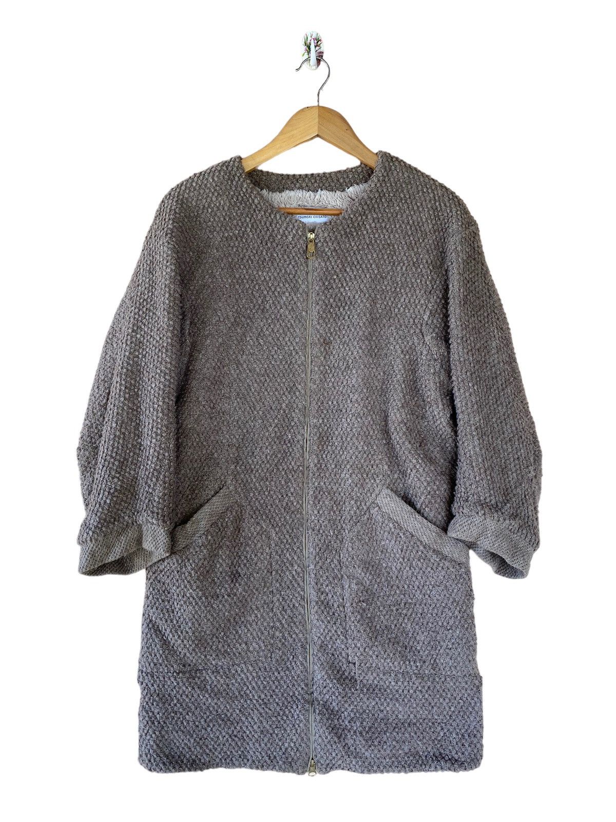 Tsumori Chisato Textured Long Coat Cozy and Stylish Japanese