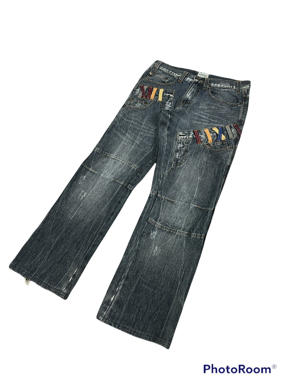 Japanese Brand Distressed Denim Nylaus Double waist Size US 30 / EU 46 - 3 Thumbnail