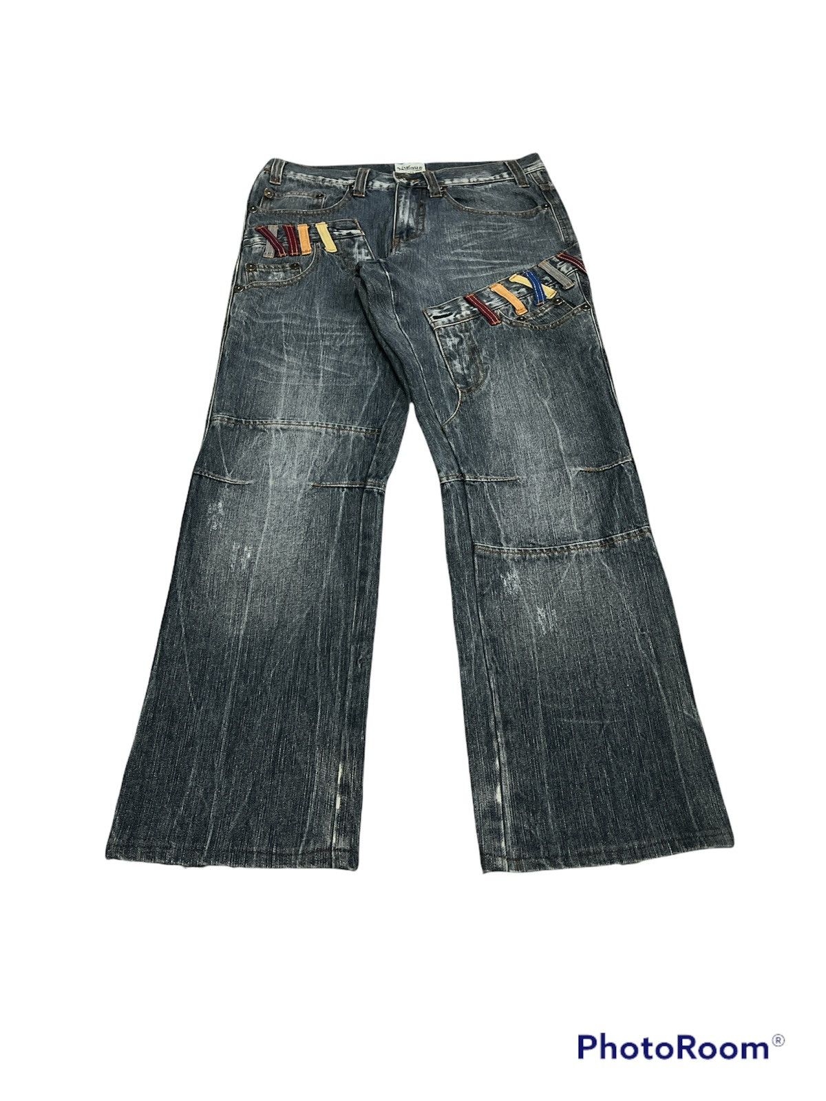 Japanese Brand Distressed Denim Nylaus Double waist Size US 30 / EU 46 - 4 Thumbnail