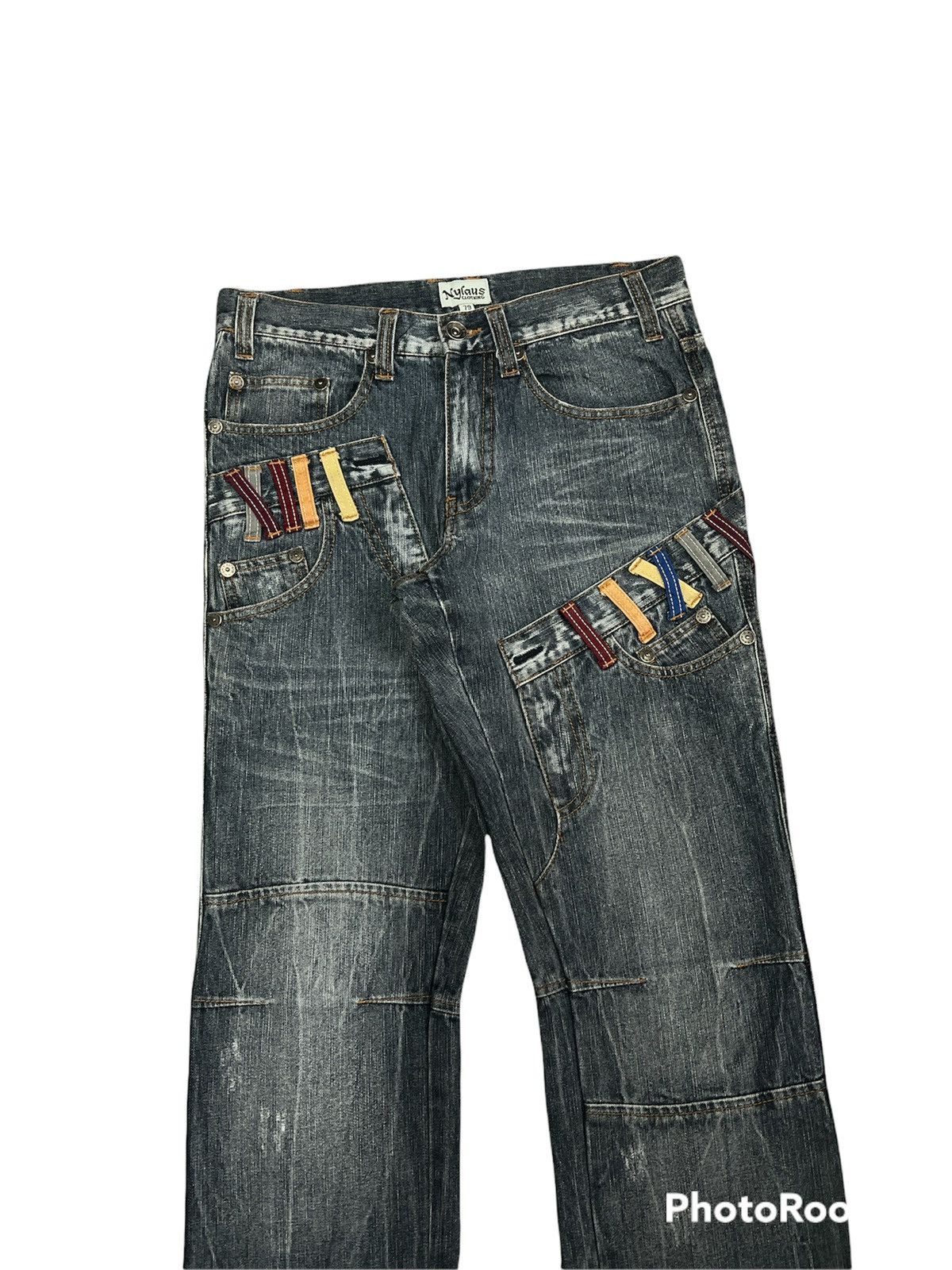 Japanese Brand Distressed Denim Nylaus Double waist Size US 30 / EU 46 - 5 Thumbnail