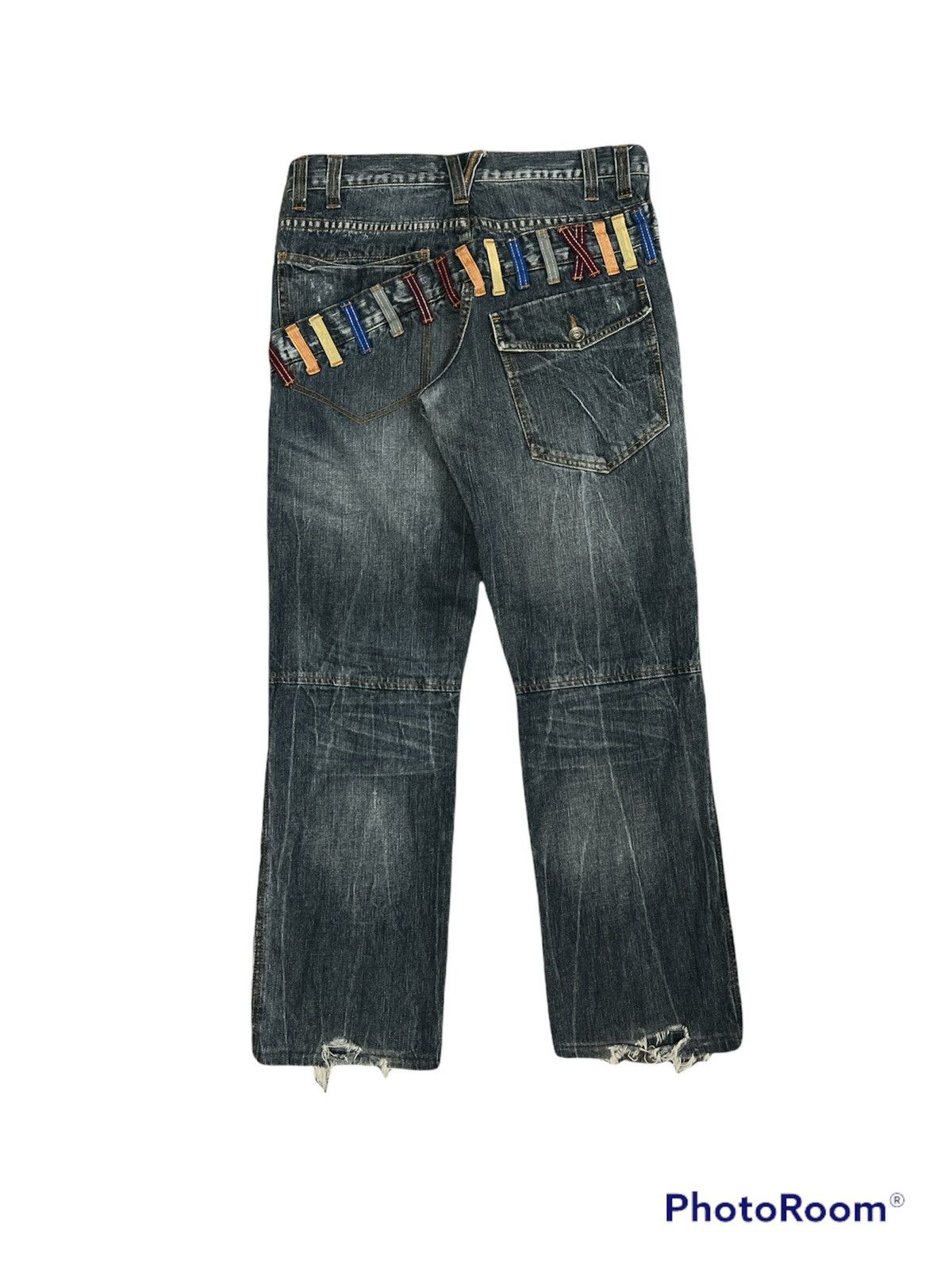 Japanese Brand Distressed Denim Nylaus Double waist Size US 30 / EU 46 - 2 Thumbnail