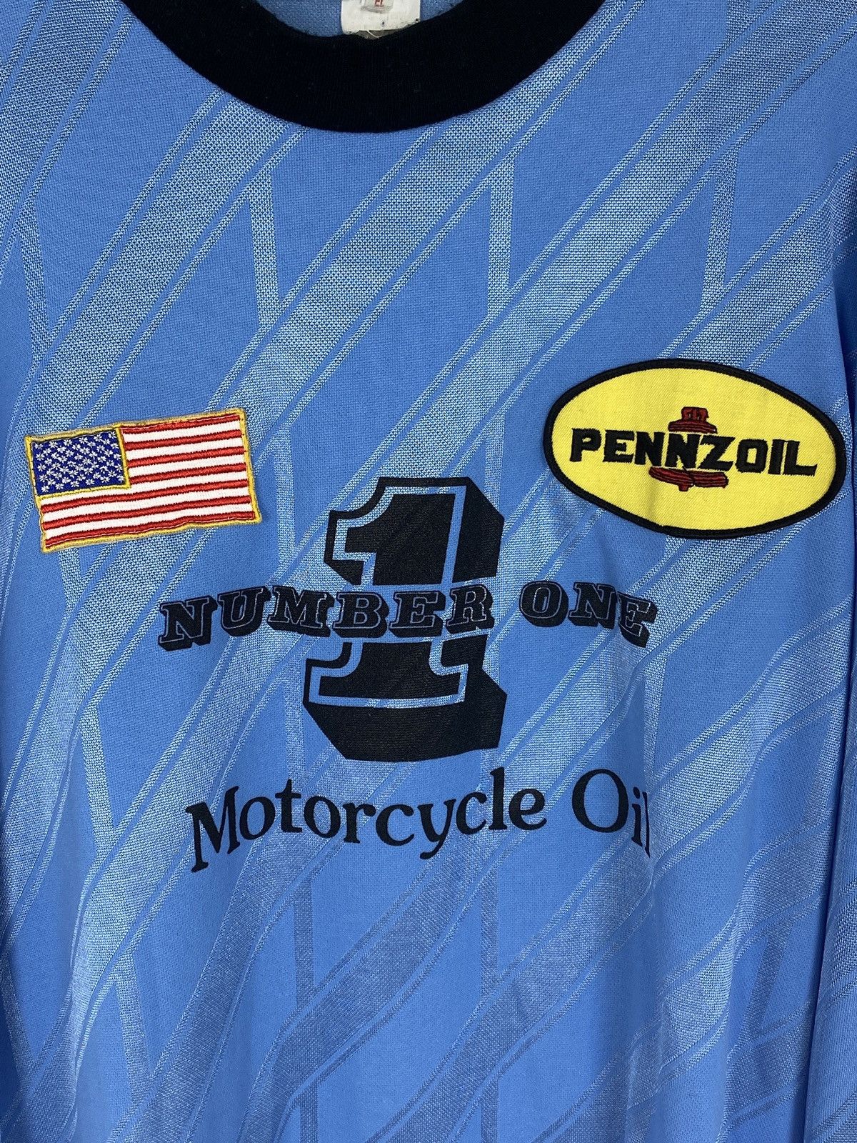Vintage 80s Vintage Pennzoil #1 Racing Oil Jersey In Blue Size US L / EU 52-54 / 3 - 2 Thumbnail