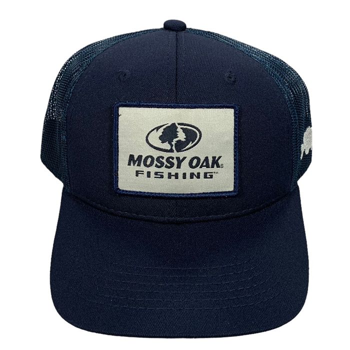 Vintage VTG Mossy Oak Fishing Patch Logo Fish Mesh Back Snapback