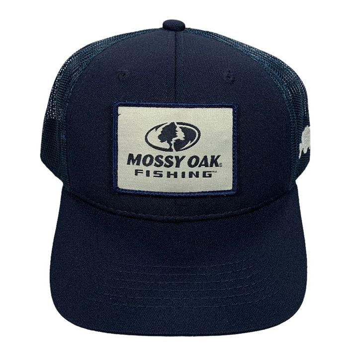 Vintage VTG Mossy Oak Fishing Patch Logo Fish Mesh Back Snapback Hat