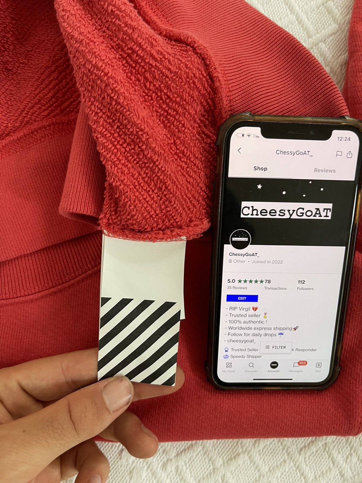 Off-White Off white red Logo crewneck Size US S / EU 44-46 / 1 - 10 Thumbnail