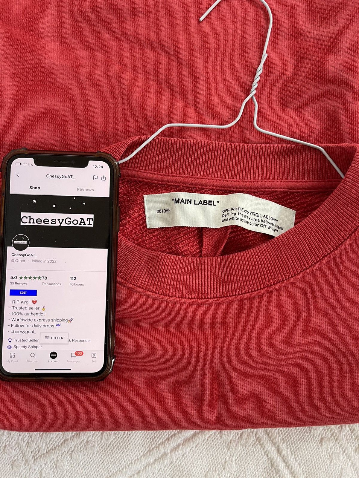 Off-White Off white red Logo crewneck Size US S / EU 44-46 / 1 - 8 Thumbnail