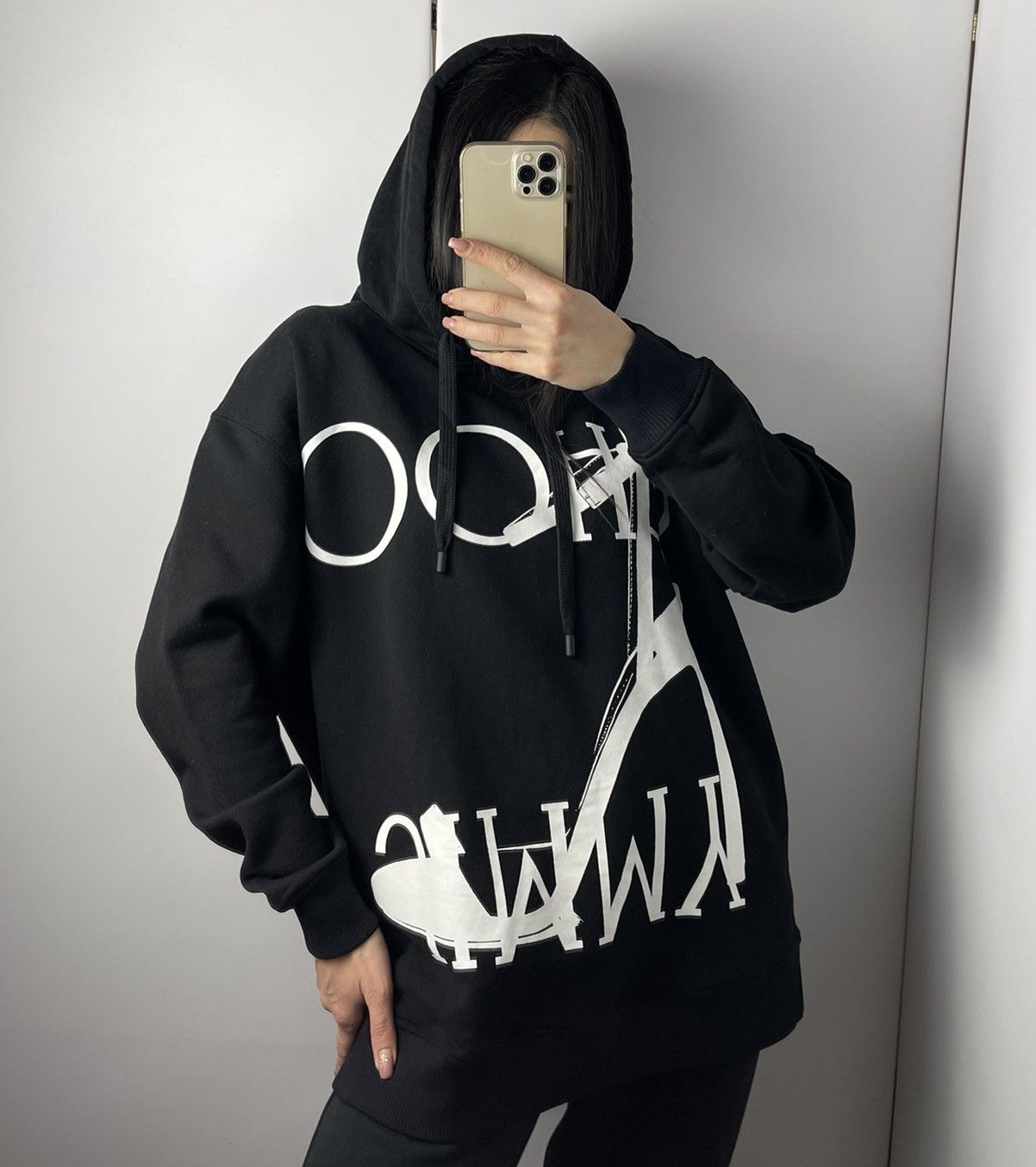 Jimmy Choo Jimmy Choo hoodie black oversize big logo | Grailed