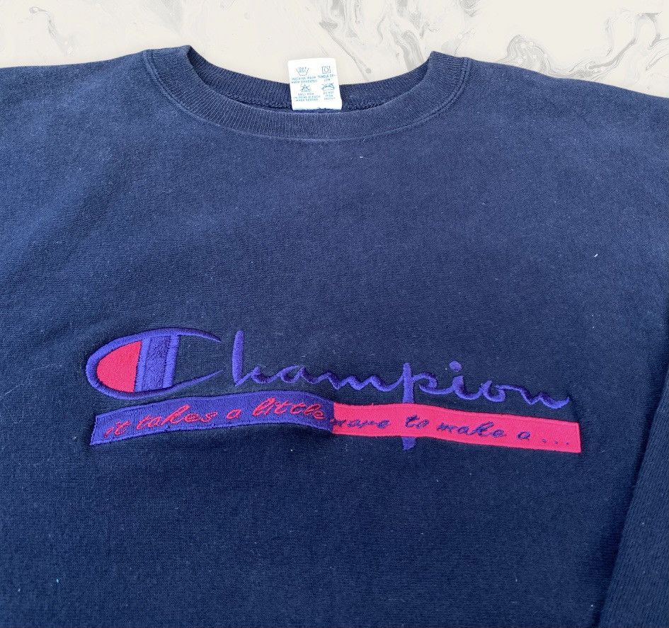 Champion × Vintage Rare! Vintage 1990s Champion Reverse Weave Big Logo Size L / US 10 / IT 46 - 4 Thumbnail