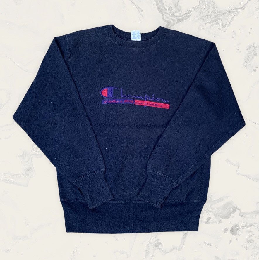 Champion × Vintage Rare! Vintage 1990s Champion Reverse Weave Big Logo Size L / US 10 / IT 46 - 1 Thumbnail