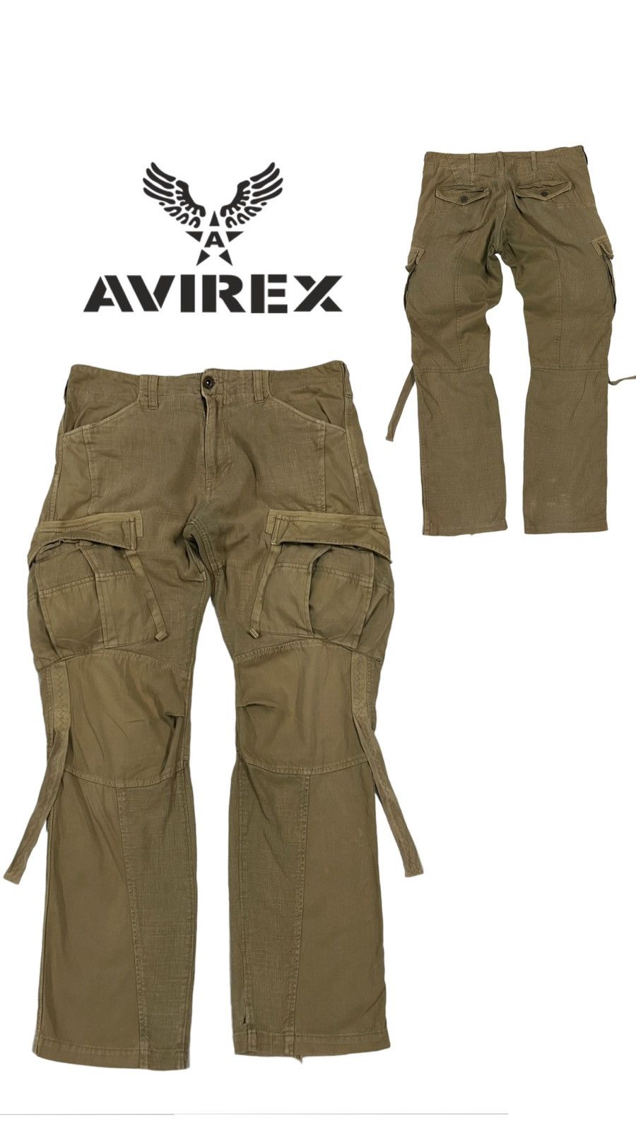 image of Avant Garde x Avirex Trashh Vintage 90's Avirex Military Cargo Pant Front Pocket in Brown (Size 33)