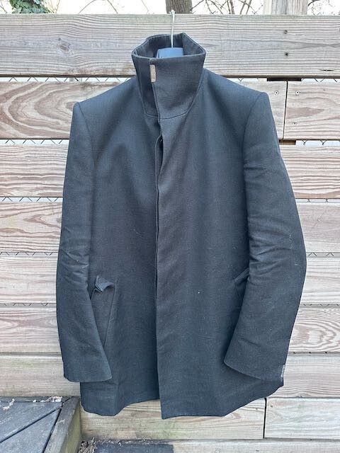 Pre-owned Carol Christian Poell Ccp Dark Gray Wool High Neck Caban Coat / Jacket