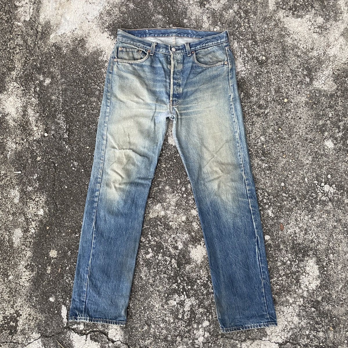 image of Vintage 90's Levis Lot 501 Distressed Denim Jeans in Blue, Men's (Size 34)