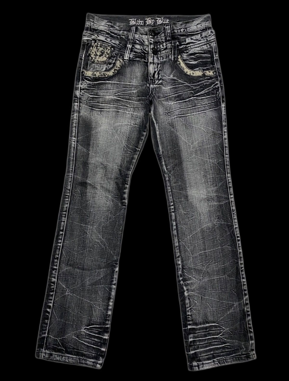 ⚡️BLOW BY BLUE DOUBLE WAIST BLEACH JEANS DISTRESS RARE DESIGN