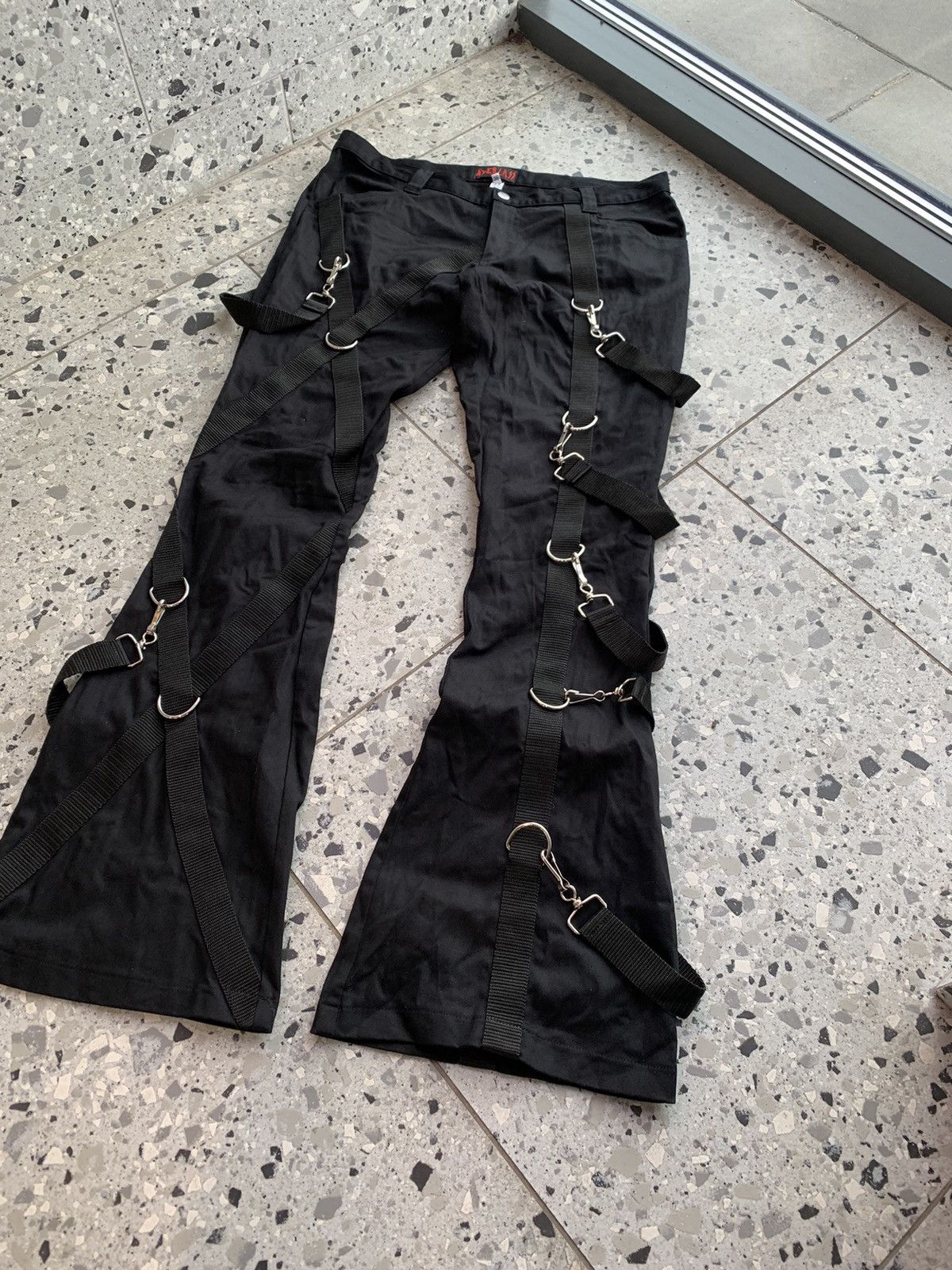 Japanese Brand Aderlass Gothic Cargo Punk Bondage Rap Pants Size US 36 / EU 52 - 5 Thumbnail