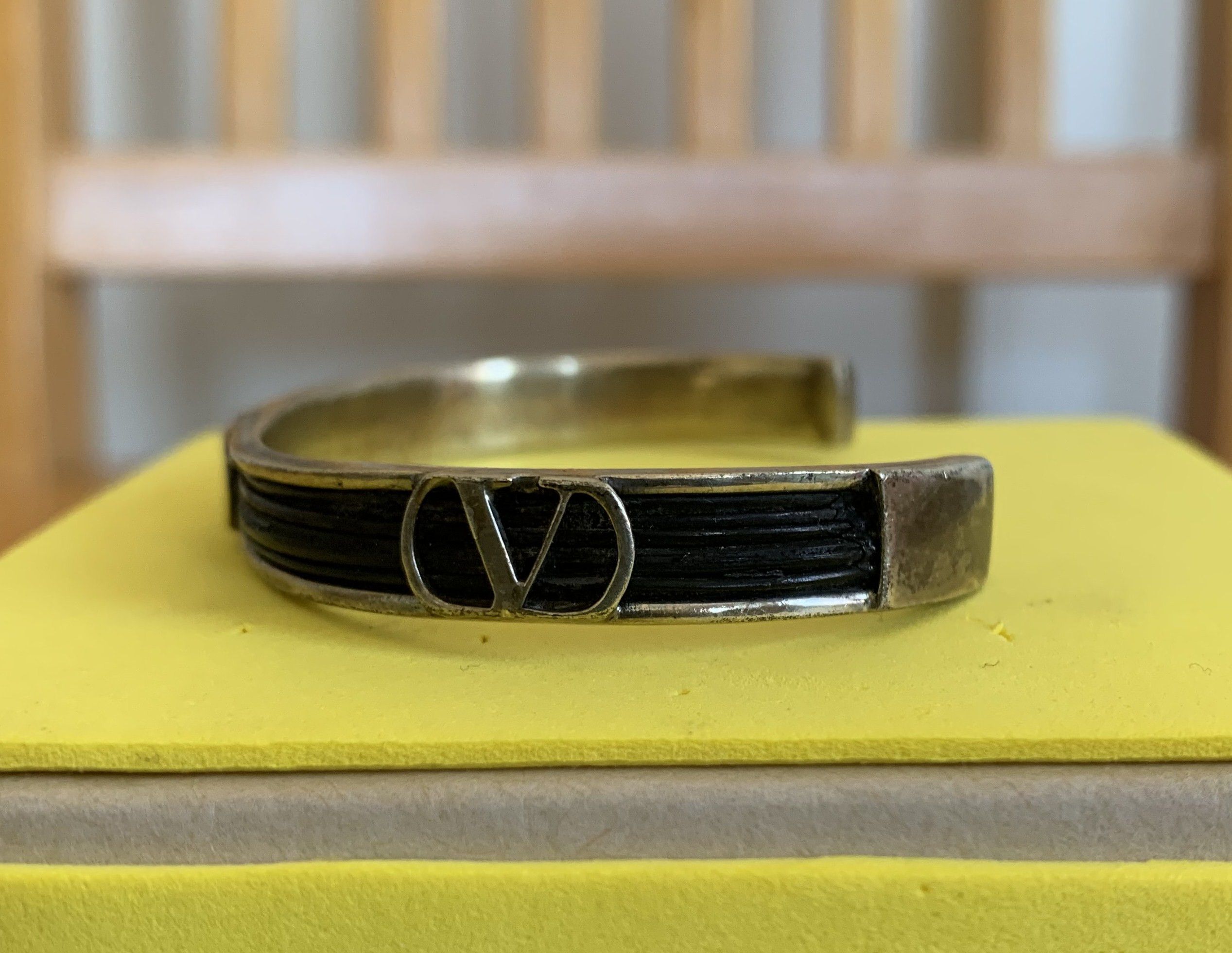 Valentino Valentino V Logo Sterling Silver Bangle Bracelet Size ONE SIZE - 3 Thumbnail