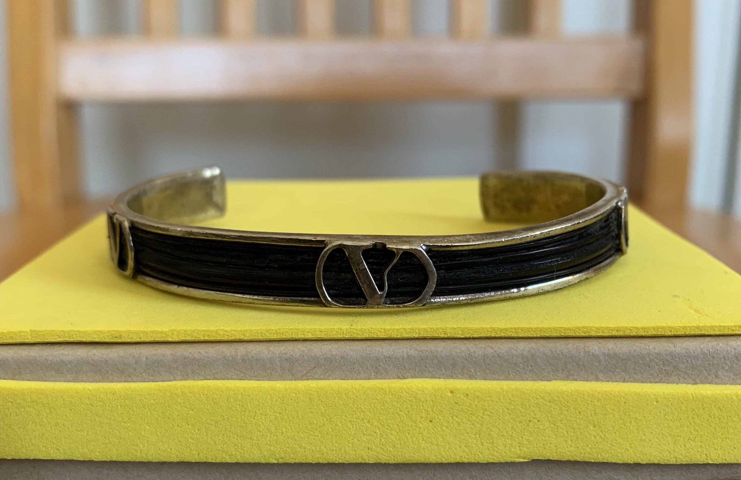 Valentino Valentino V Logo Sterling Silver Bangle Bracelet Size ONE SIZE - 4 Thumbnail