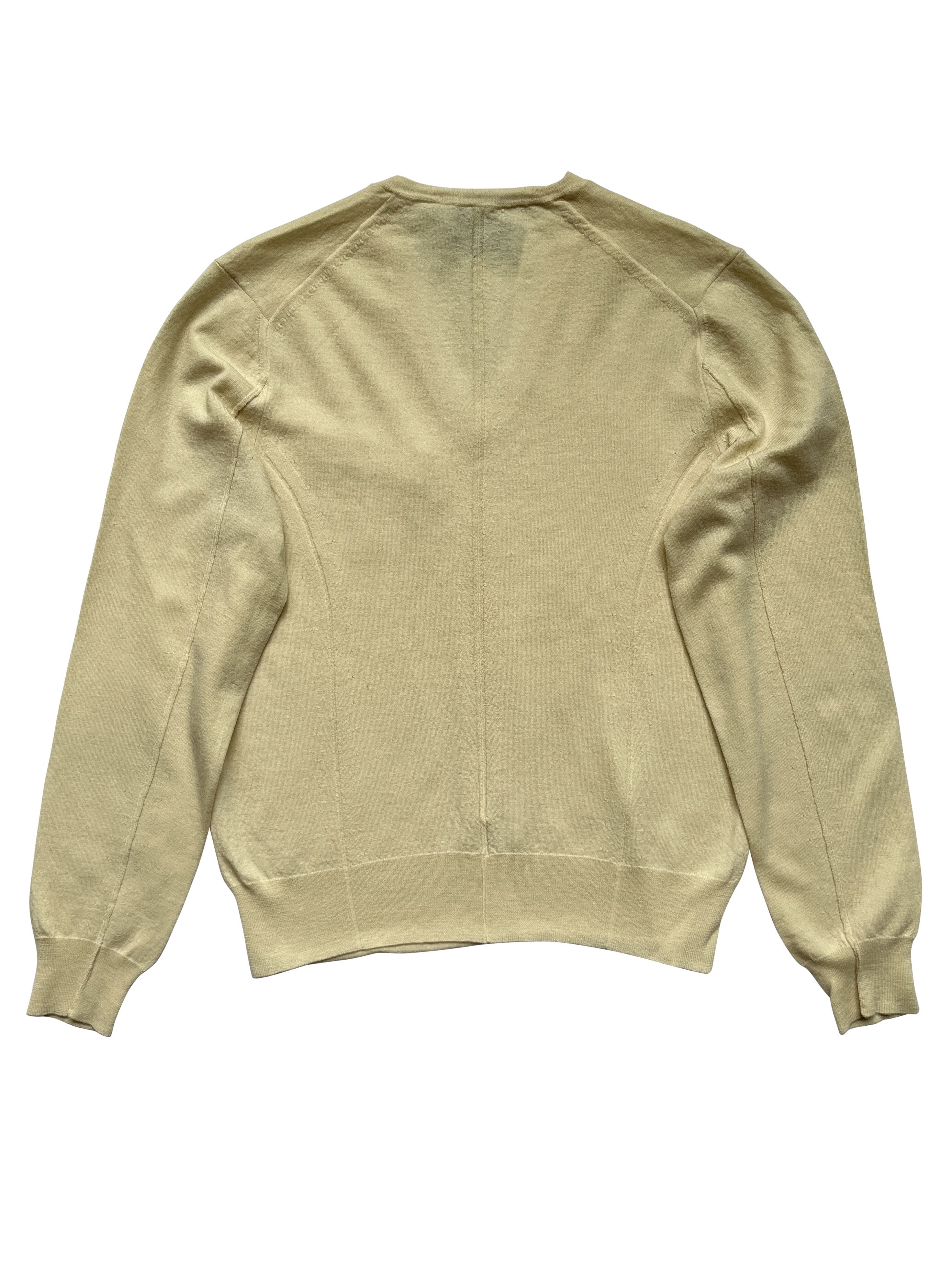 Yves Saint Laurent ⚡️QUICK SALE⚡️1990's YSL Rive Gauche Yellow V-Neck Sweater Size M / US 6-8 / IT 42-44 - 2 Thumbnail