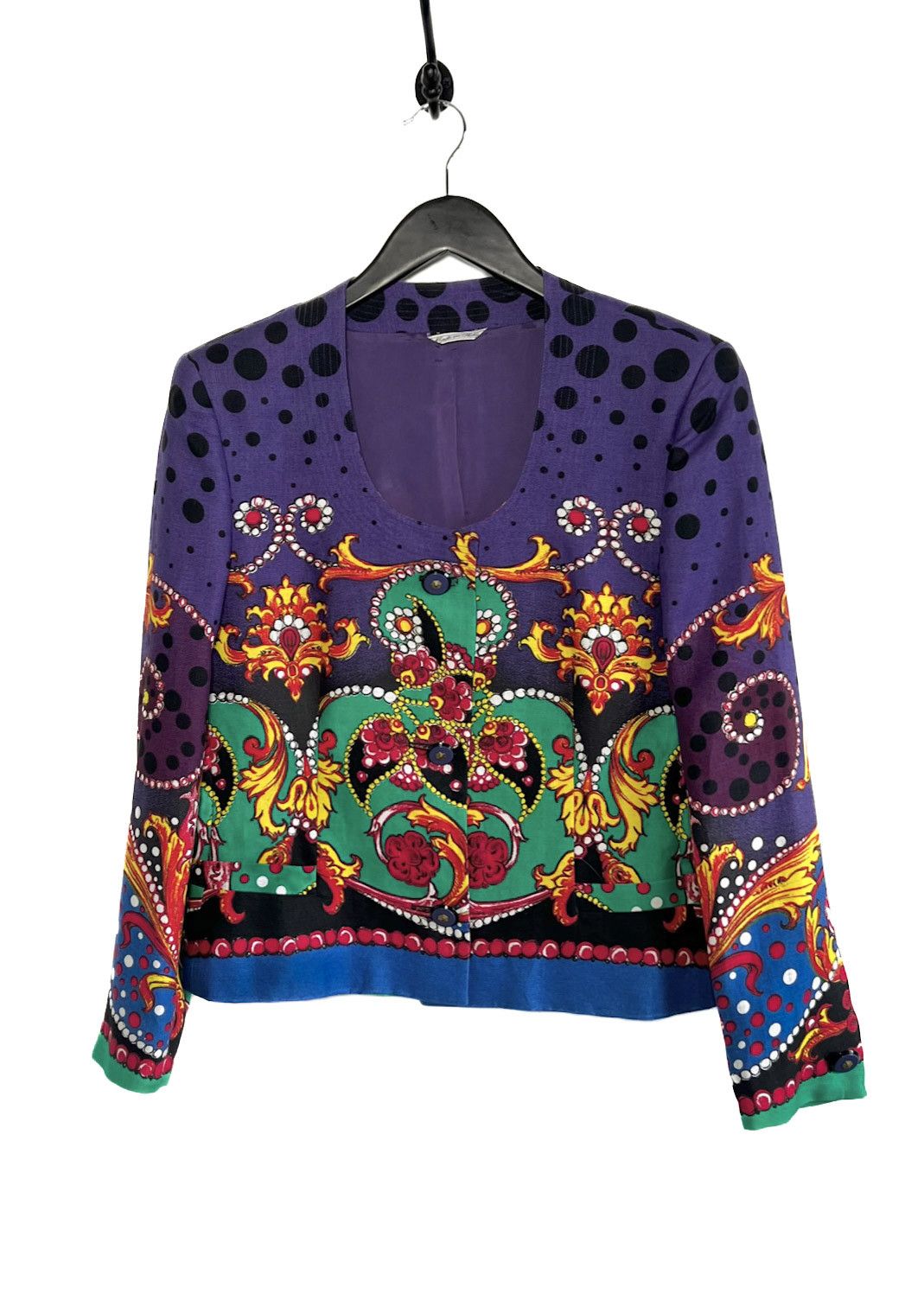 Versace Gianni Versace Purple Flower Leopard Print Vintage Blazer Size L / US 10 / IT 46 - 1 Thumbnail