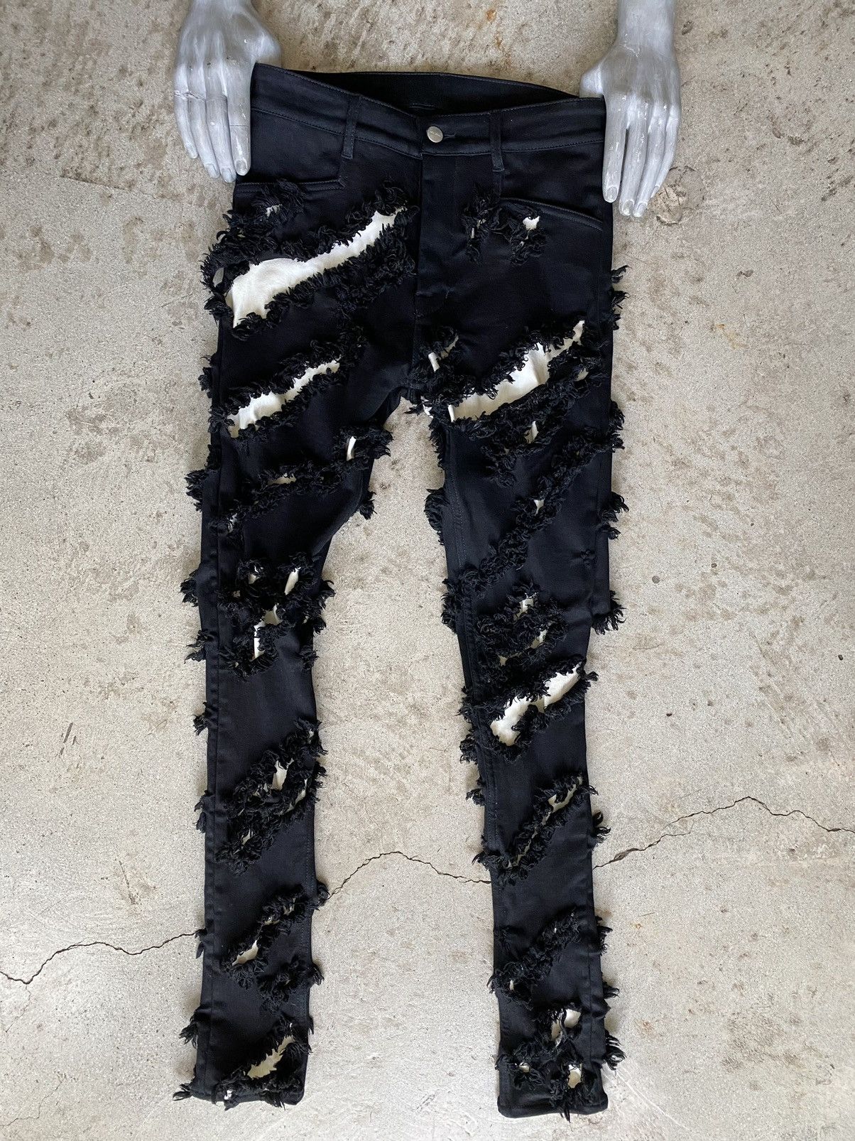 image of Rick Owens Fw21 Gethsemane Tyrone Slash Pants in Black, Men's (Size 29)