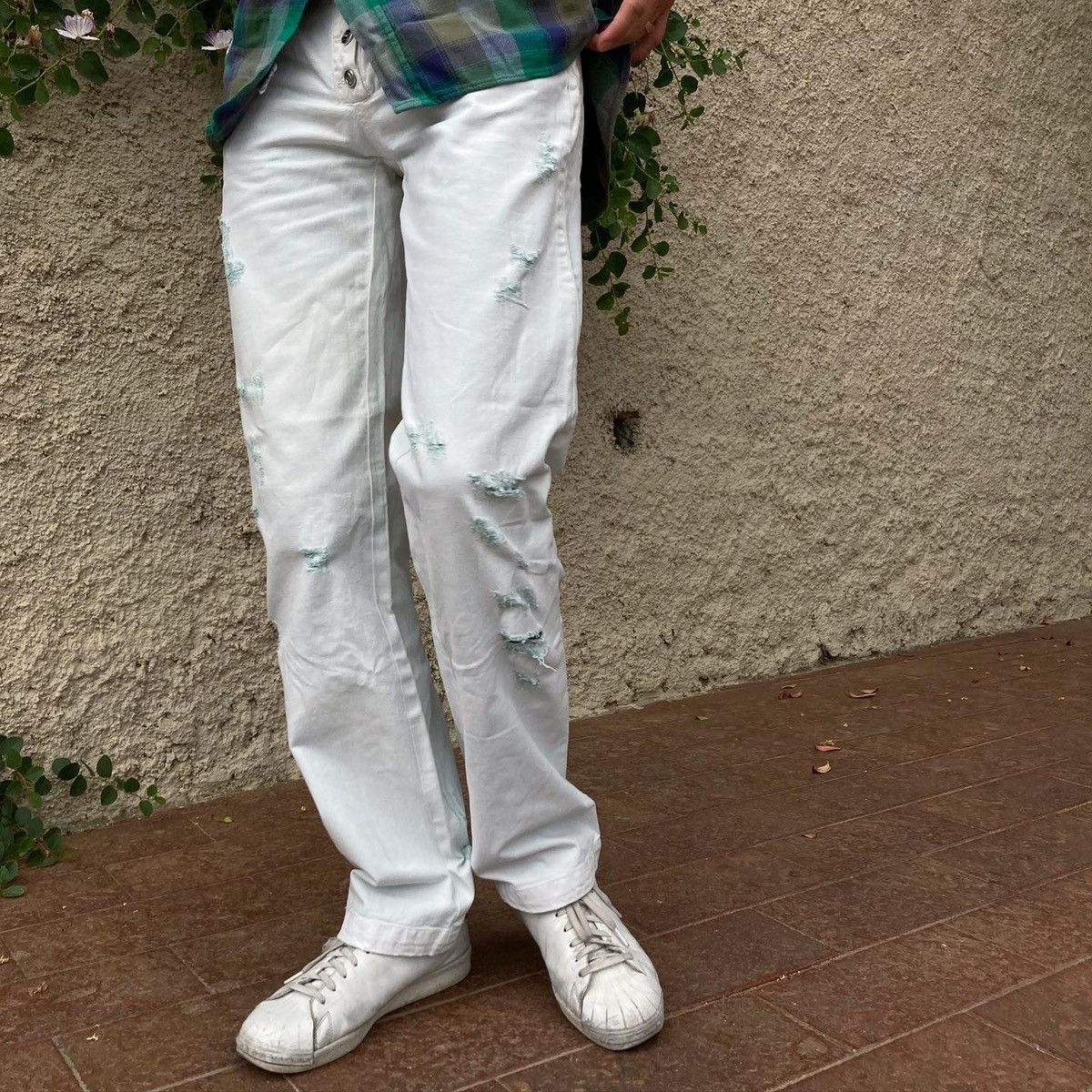 Just Cavalli × Roberto Cavalli DISTRESSED TURQUOISE JEANS Size US 28 / EU 44 - 4 Thumbnail