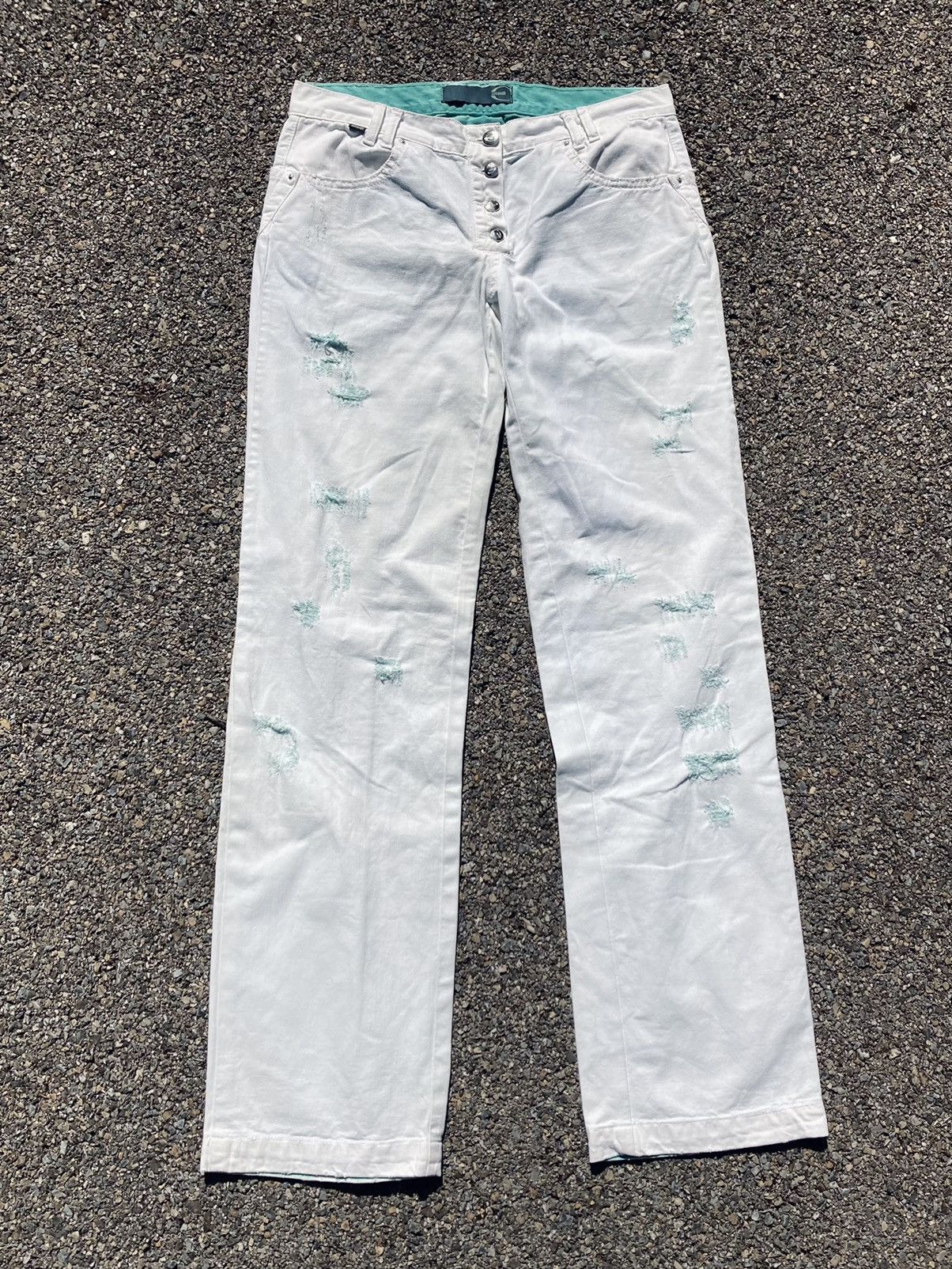Just Cavalli × Roberto Cavalli DISTRESSED TURQUOISE JEANS Size US 28 / EU 44 - 1 Thumbnail