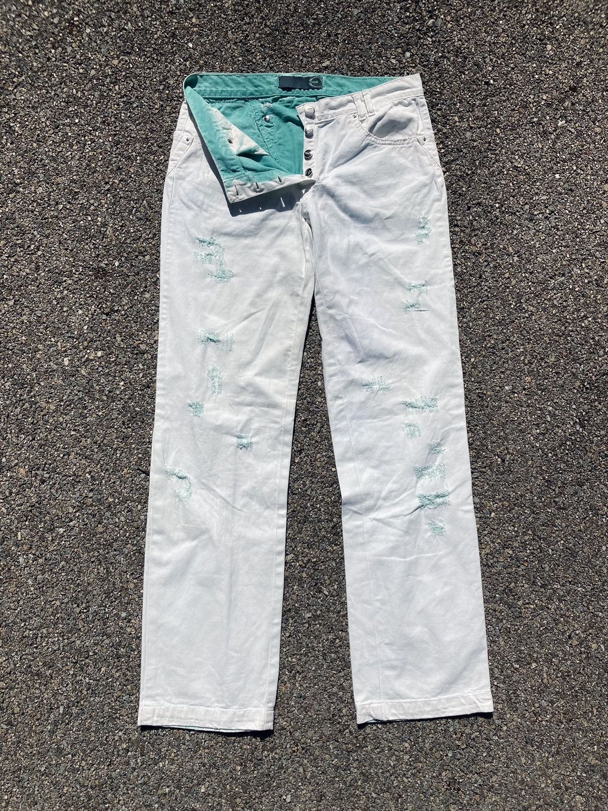 Just Cavalli × Roberto Cavalli DISTRESSED TURQUOISE JEANS Size US 28 / EU 44 - 7 Thumbnail
