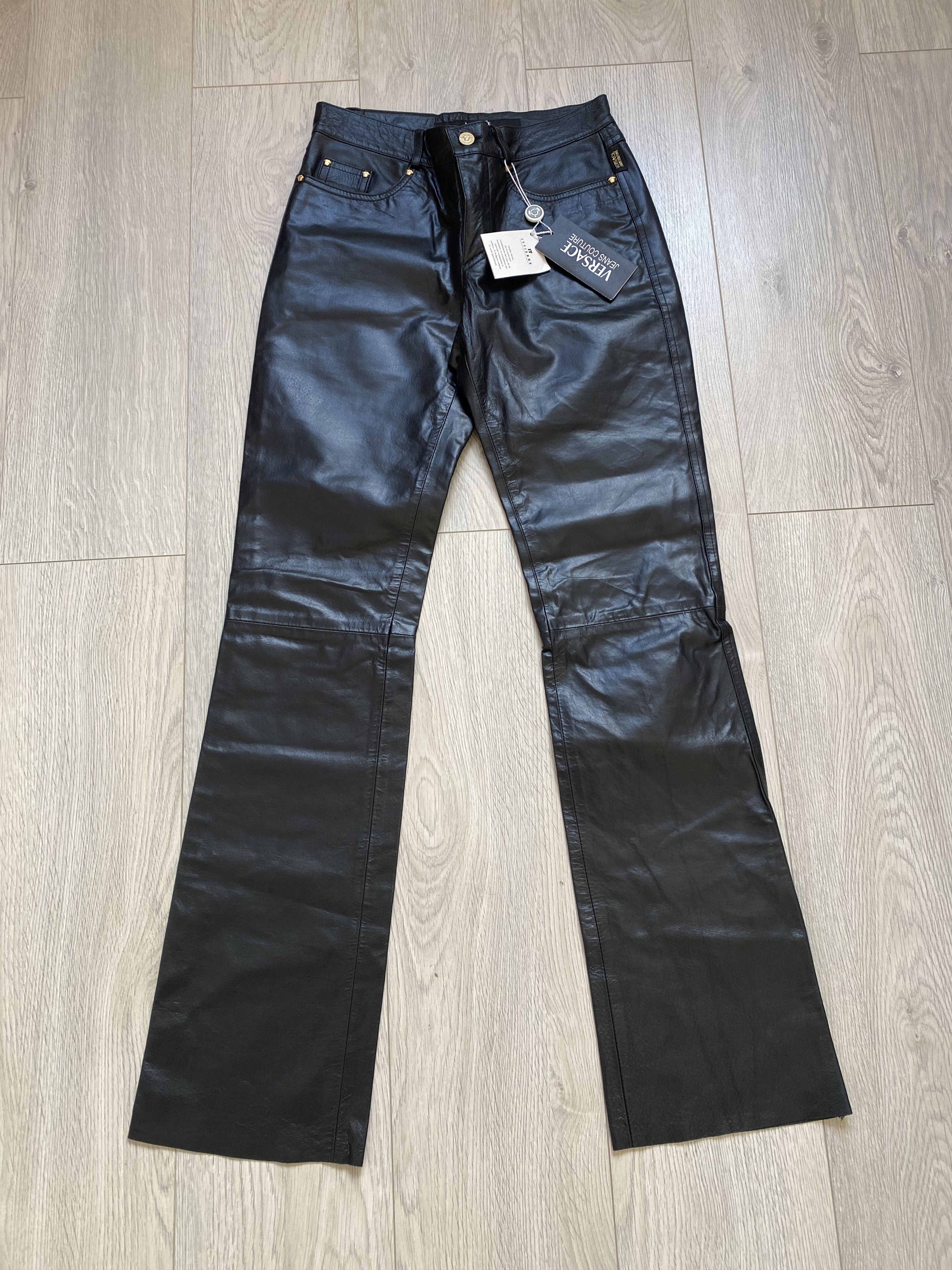 Versace Versace Jeans Couture Medusa Trim Leather Pants New Size US 27 - 2 Thumbnail