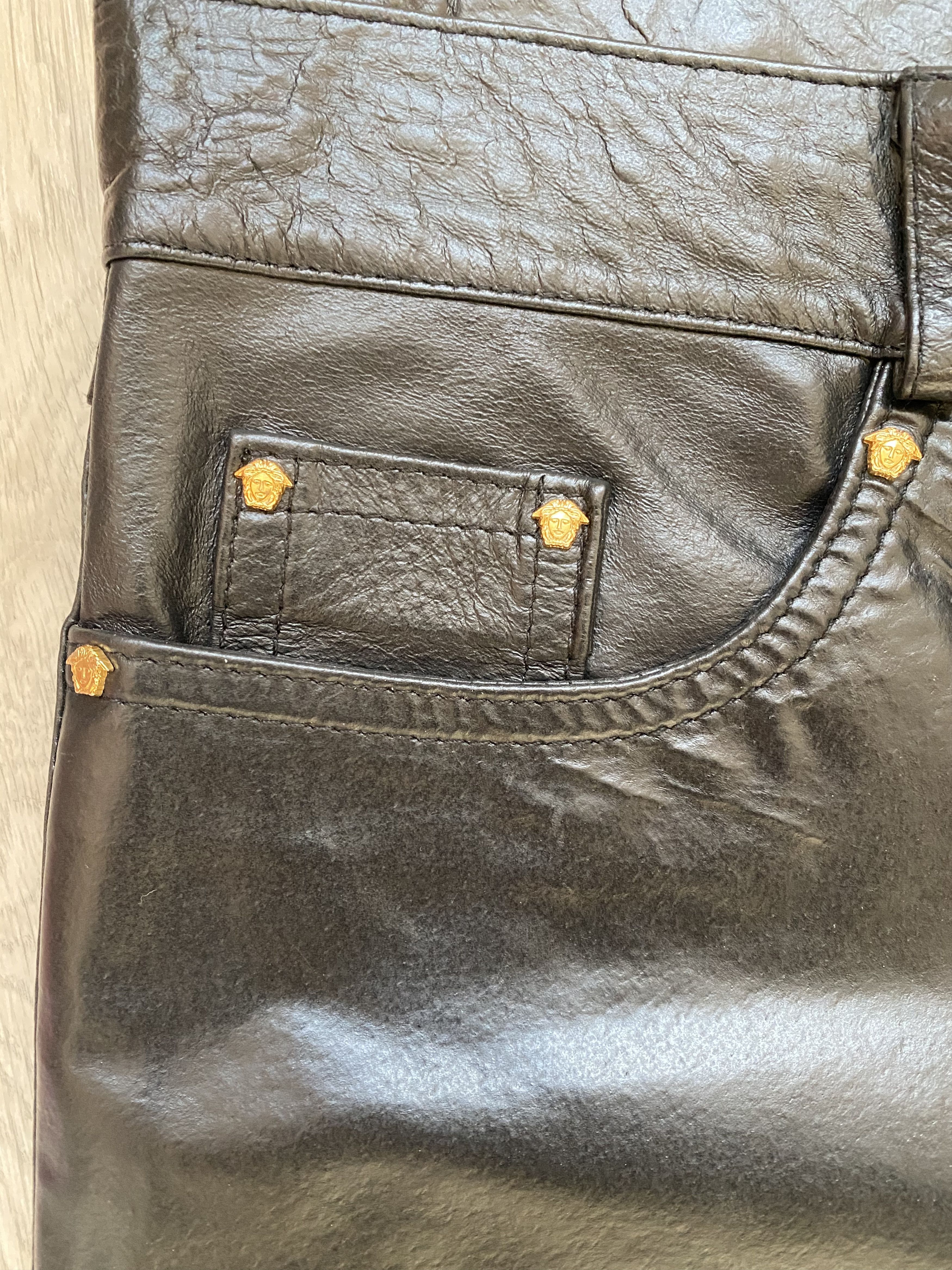 Versace Versace Jeans Couture Medusa Trim Leather Pants New Size US 27 - 5 Thumbnail