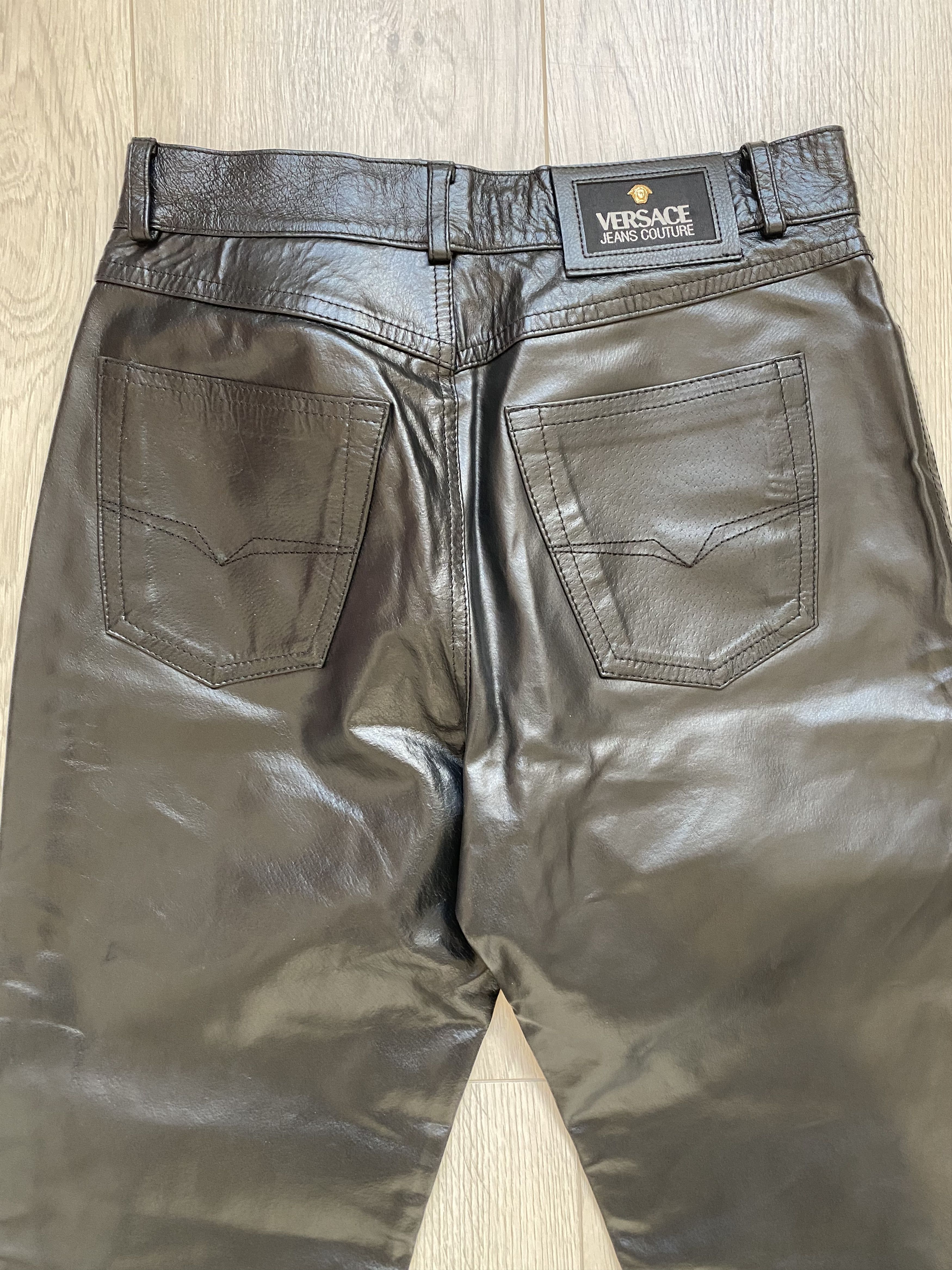 Versace Versace Jeans Couture Medusa Trim Leather Pants New Size US 27 - 8 Thumbnail