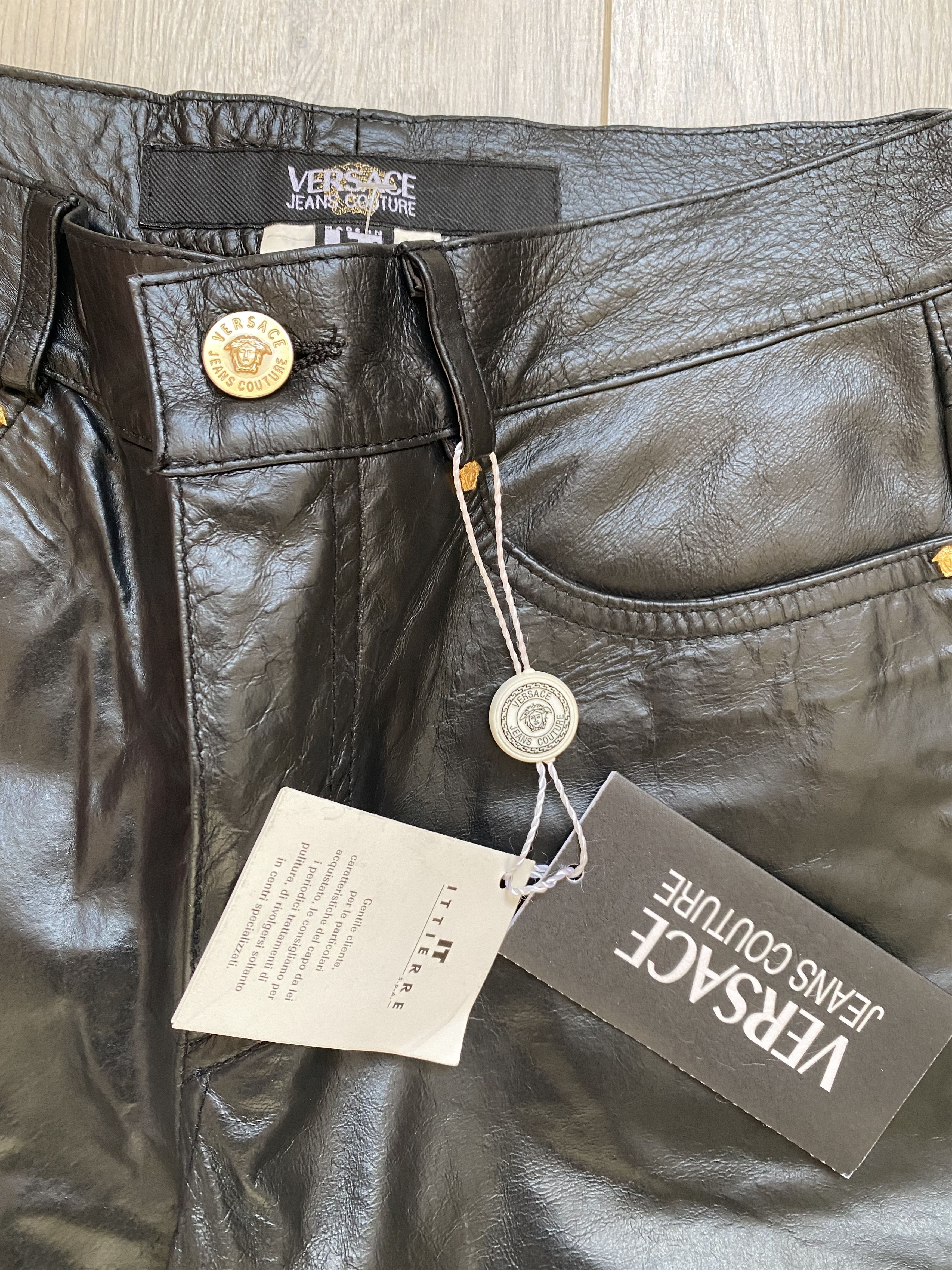 Versace Versace Jeans Couture Medusa Trim Leather Pants New Size US 27 - 4 Thumbnail