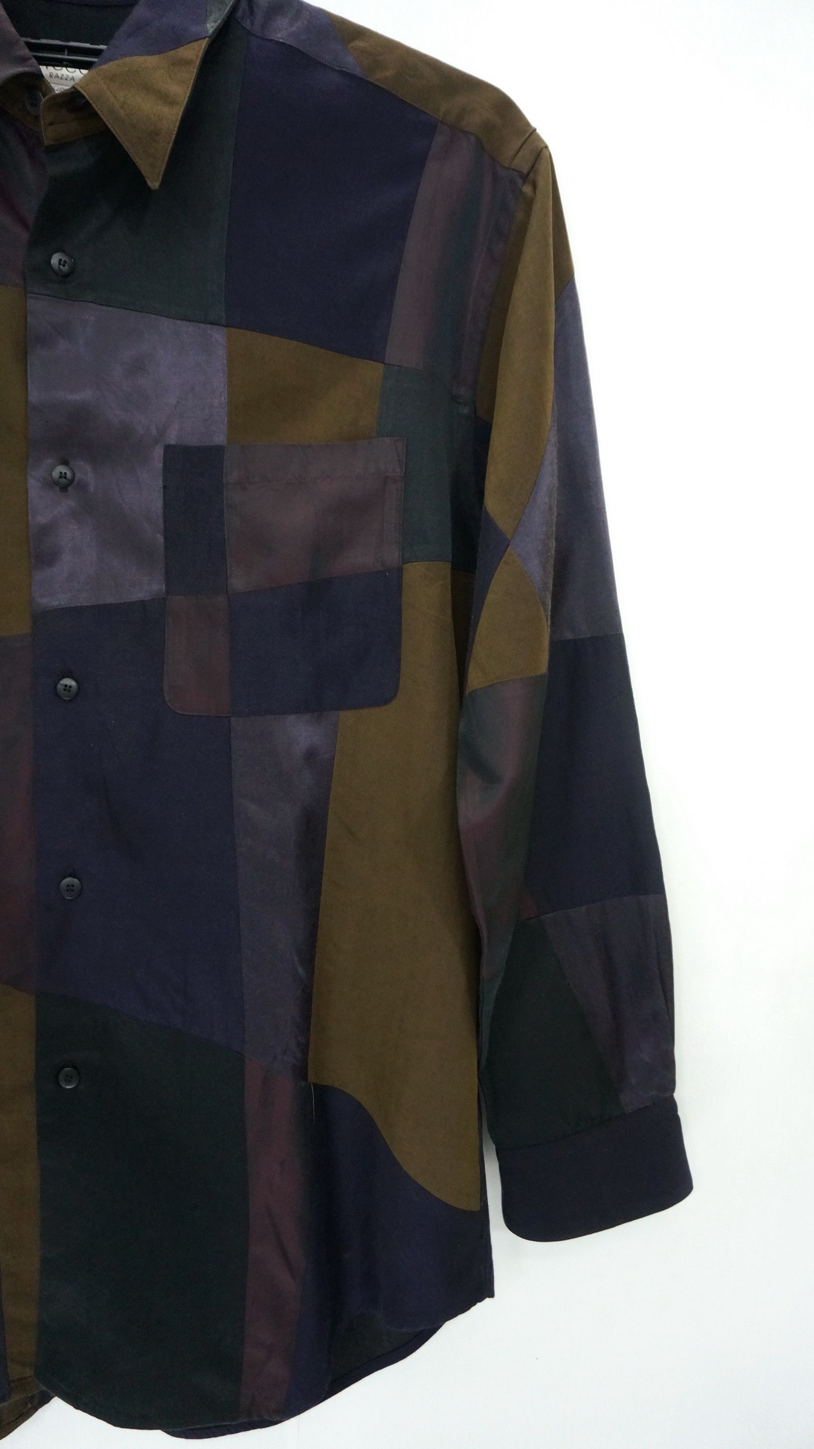 Vintage Rare 90s FICCE RAZZA Vintage Patchwork LS Shirt Japan Size US M / EU 48-50 / 2 - 6 Thumbnail