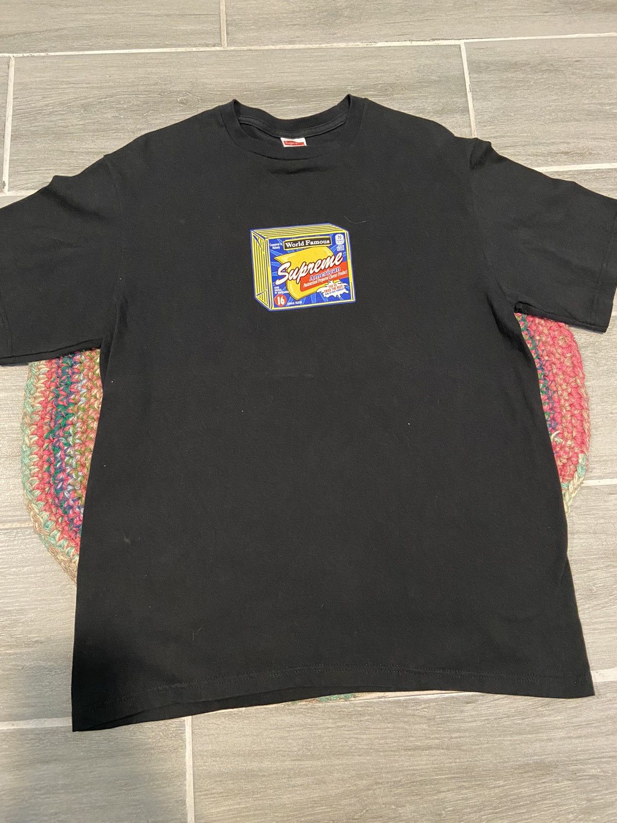 Supreme cheese hot sale tee black